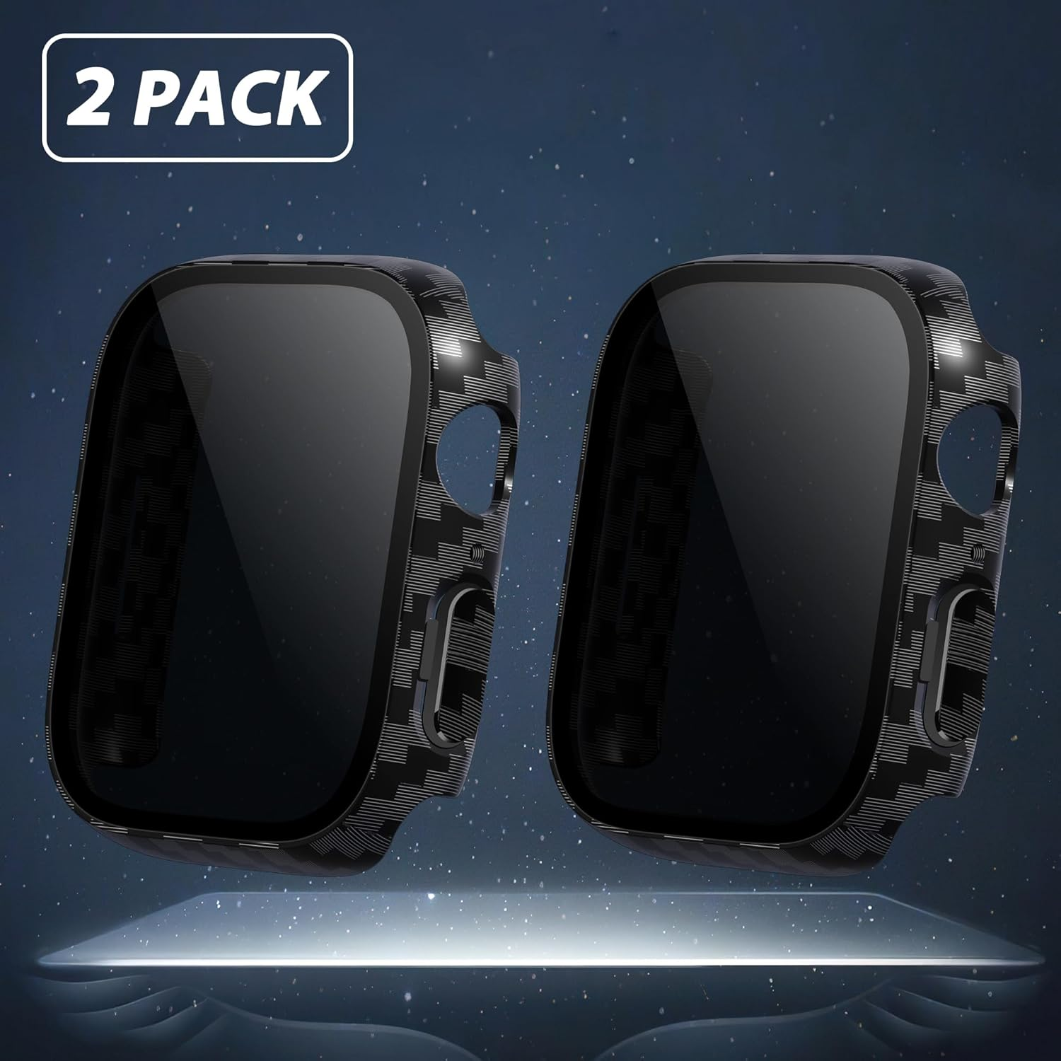 LINTEKER 2 Pack for Apple Watch 46Mm Case with Privacy Screen Protector, [Anti-Peeping] Ultra-Thin Protective Cover for Apple Watch Series 11 (2025) / Series 10 46Mm, Carbon Fiber