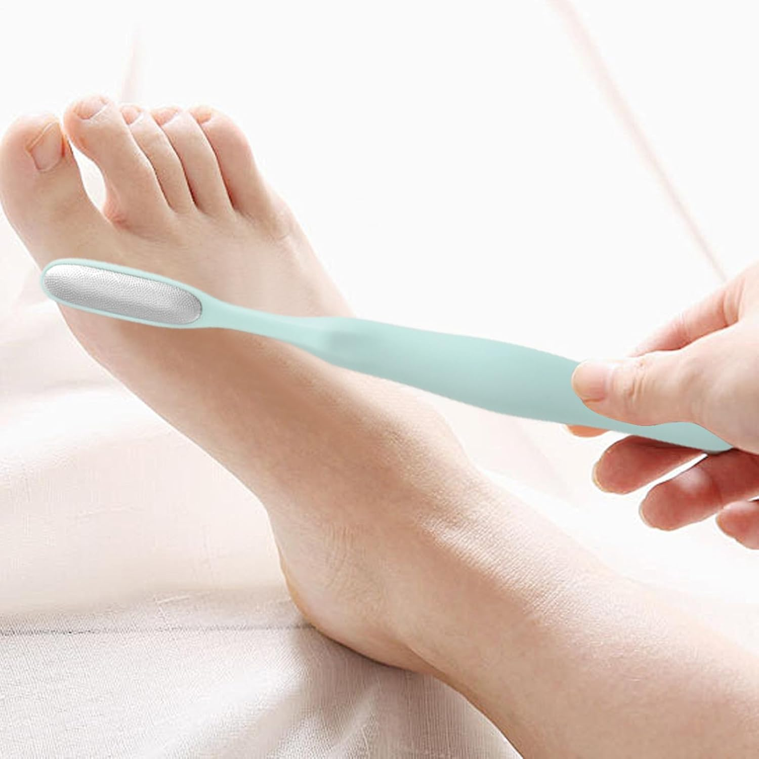 Pedicure Foot File, Long Handle Callus Remover with Stainless Steel Scrubber and Toe Cleaning Brush, 19X2Cm Foot Care Tool for Dead Skin Removal and Toes Crevice Cleaning at Home image number 4