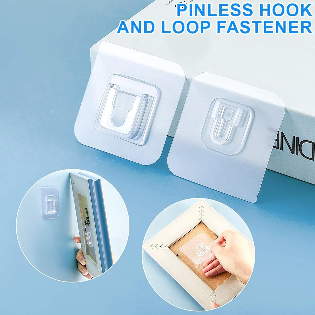 OIXEYA 10 Pairs of Magic Hooks, Adhesive Hooks, Transparent, Double-Sided, Multifunctional, Wall Mounting, No Drilling, Water and Oil Resistant, Removable, Suitable for Kitchen, Bathroom, Living Room image number 5