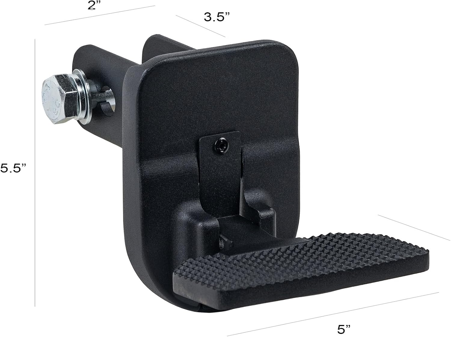 Armordillo FD Series 5" Foldable Rear Hitch Step|Compatible for Class 4 Trailer Hitch 2" Receiver|Hitch Step Bar|Folding Fold-Up Rear Step|8724552|Matte Black|Steel|Universal