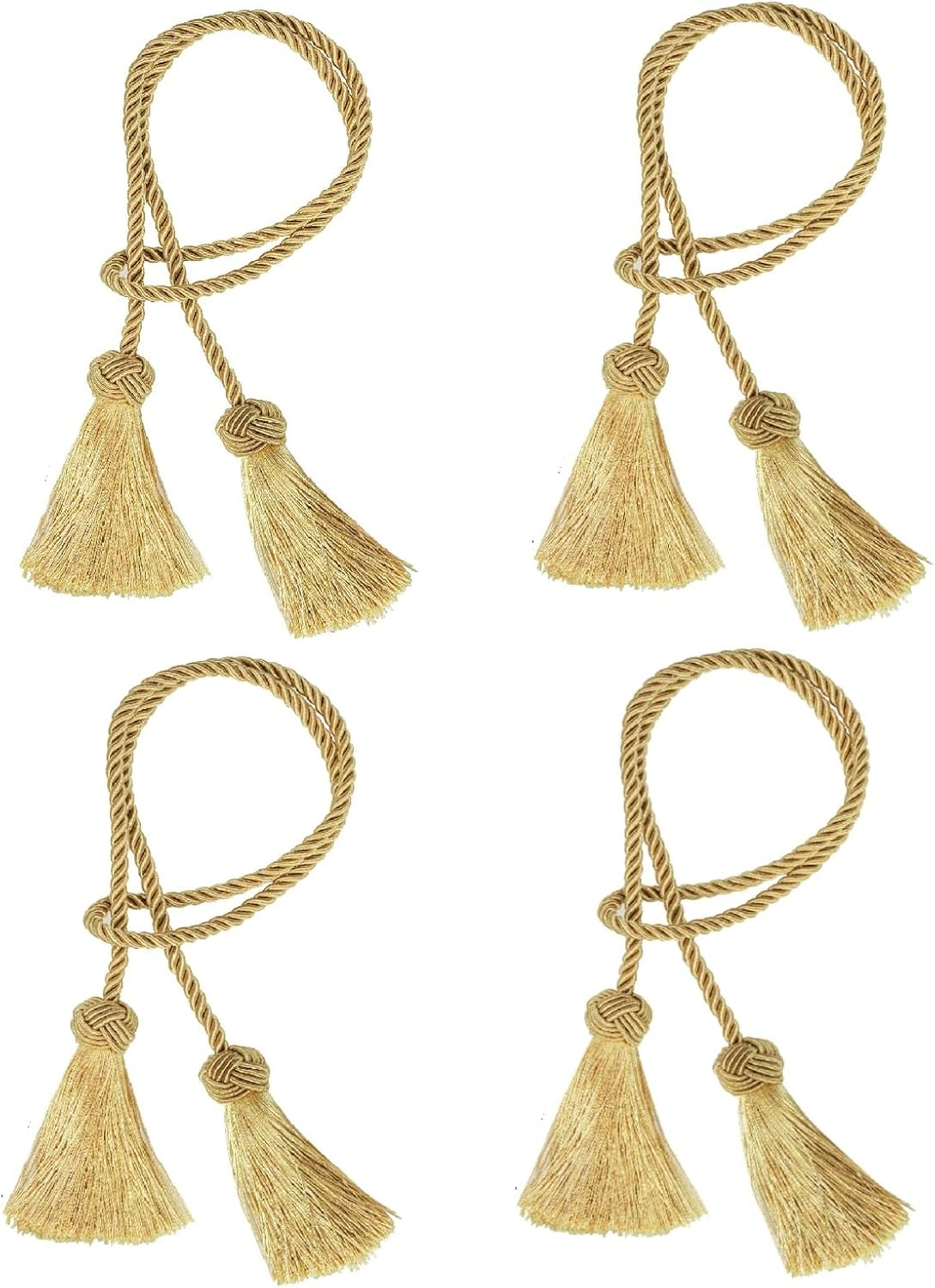 4 Pack Curtain Tiebacks Handmade Braided Tiebacks with Tassel for Home Office Room Window Decoration