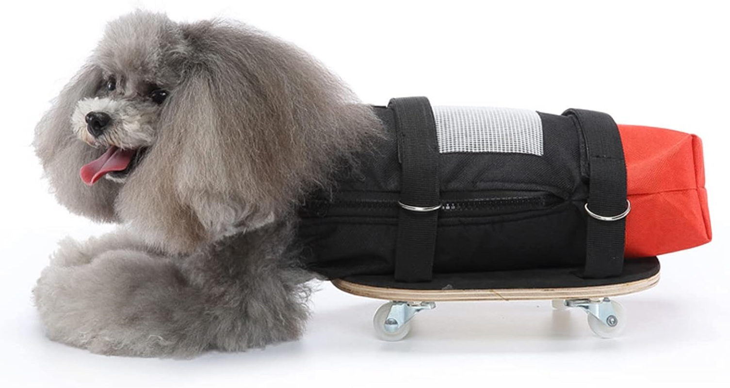 Dog Walking Scooter, Elastic Band Silent Wheels Pet Wheelchair, Breathable Oxford Fabric Pet Drag Bag Scooter, Outdoor Traction Bag Dog Cat Wheelchair for Back (M(Suitable For image number 1