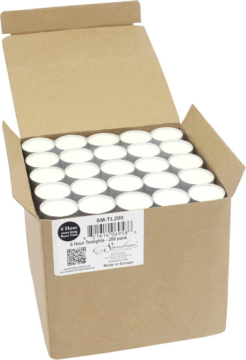 Stonebriar DTL-100-8 Long Burning Tealight Candles - White - Unscented - 100 Pack, White, 200 Pack (6-7 Hour)
