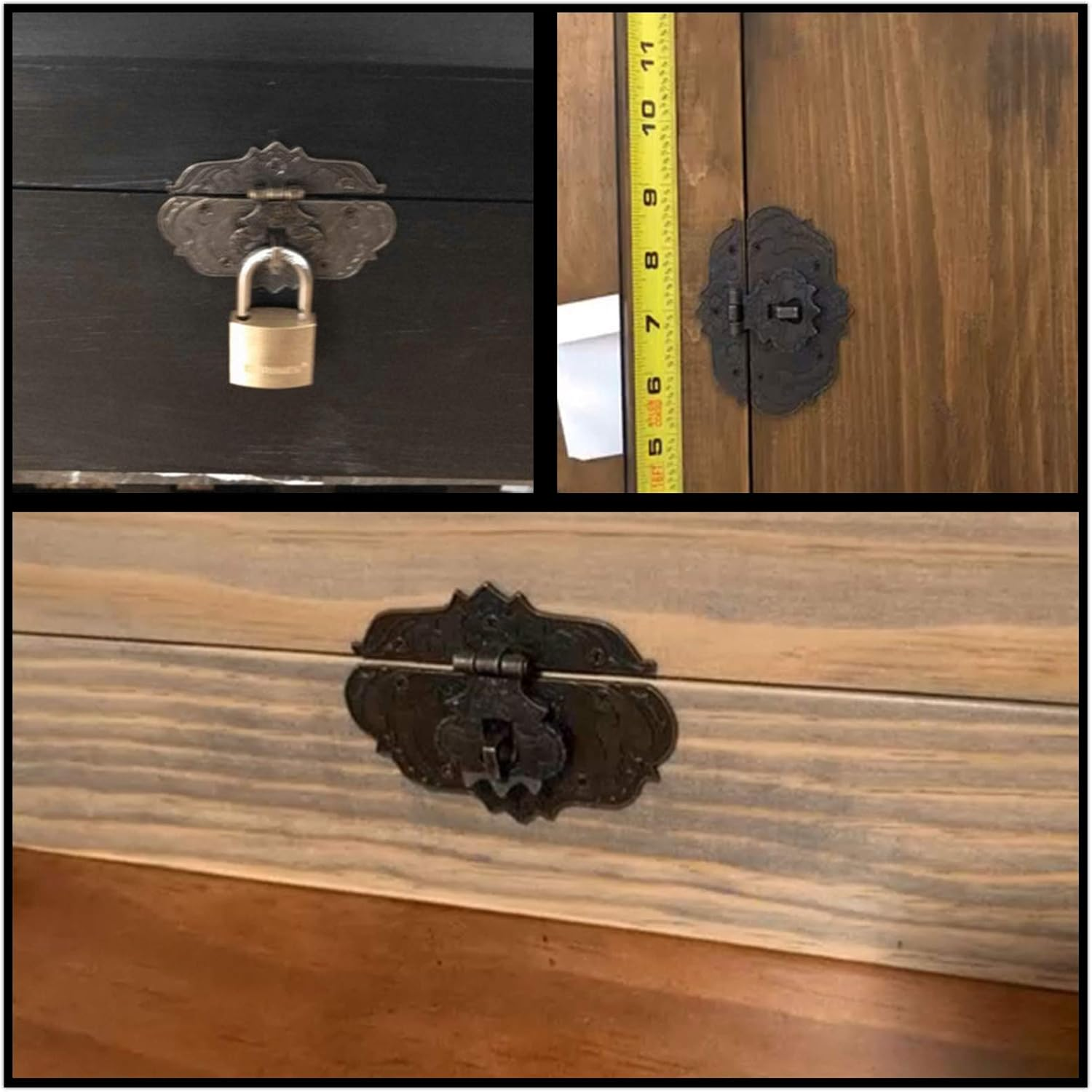 Dophee 3"X2.24" Vintage Latch Hasp, Antique Embossing Decorative Brass Hasp Clasp Latch Lock with Screws for European Style Jewelry Trinket Box Decoration Furniture Cabinet Wooden Box Case - 1 Pack image number 1