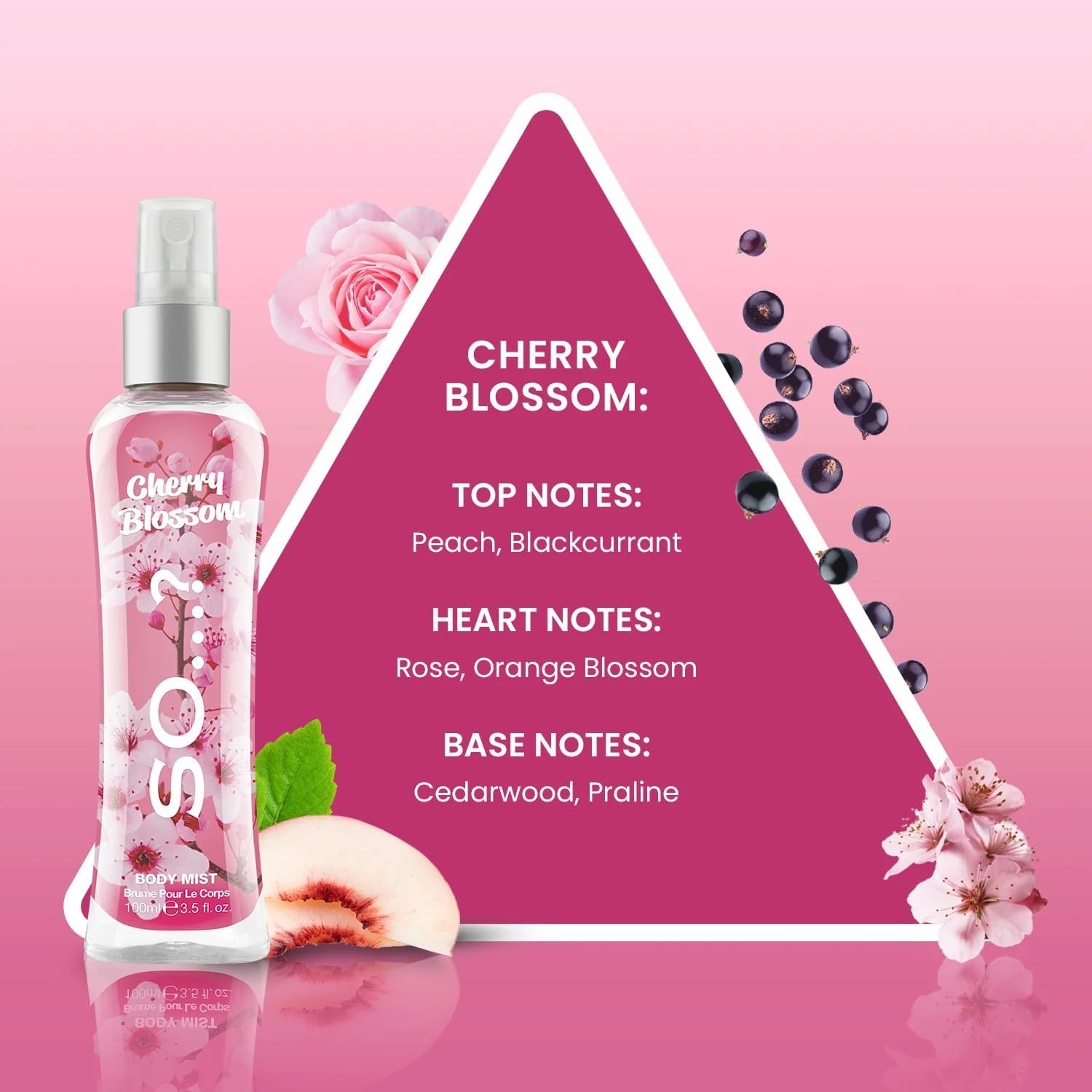 Body Mist by so Luscious Four Mini Mist Fragrance Mist Gift Set for Women, 4 X 100Ml with Vanilla, Candy Floss, Cherry Blossom and Red Velvet - Travel Size Perfume Body Spray Collection image number 4