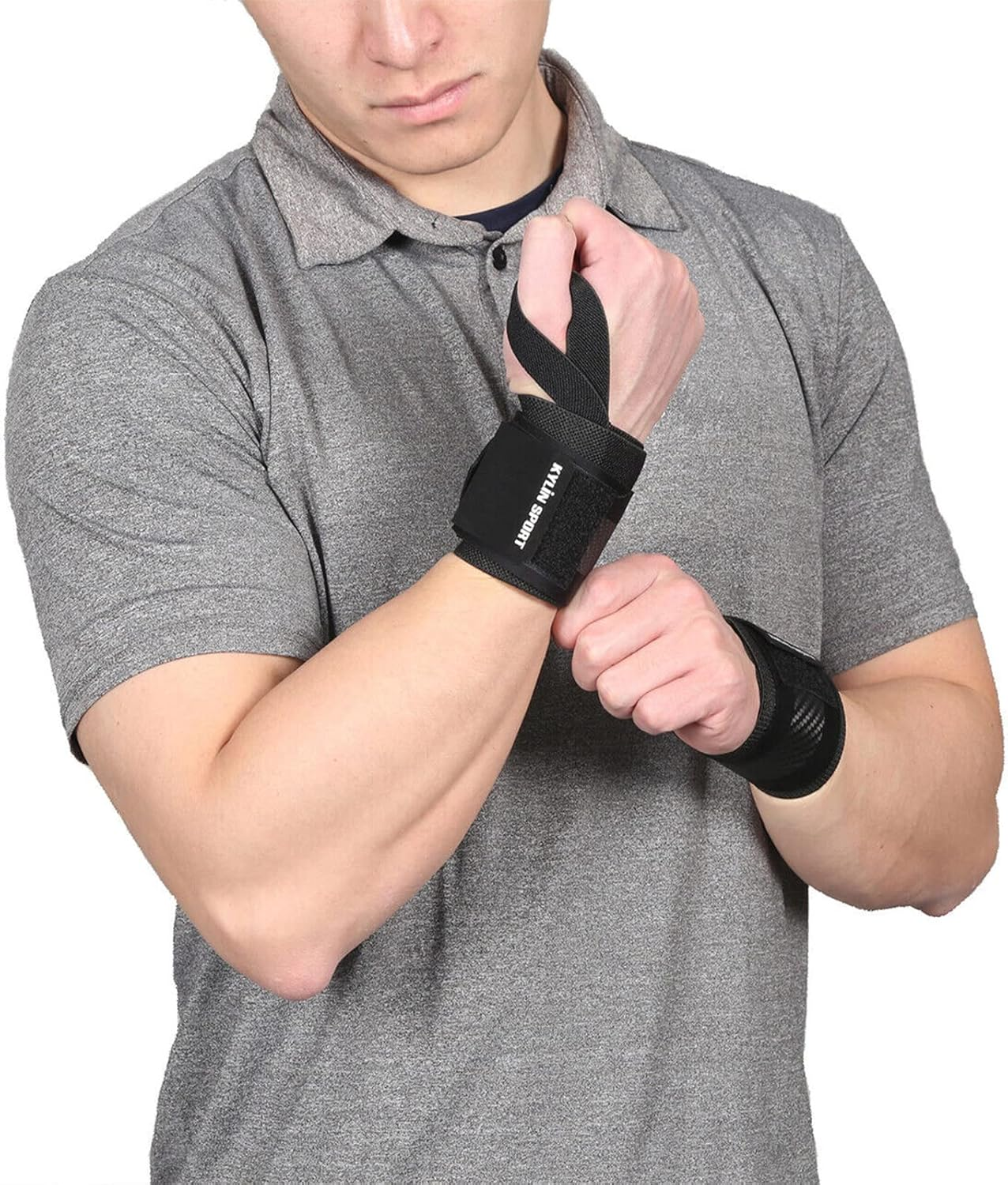 KYLIN SPORT Pair of Adjustable Wrist Wraps Weightlifting for Men & Women Weight Lifting Wrist Support for Powerlifting Strength Training image number 4