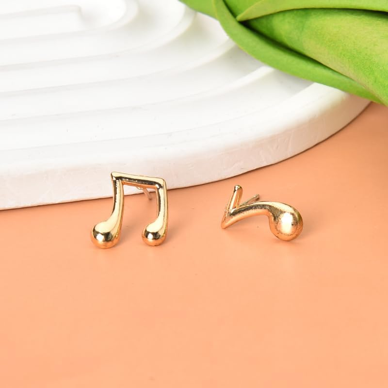 Music Note Earrings for Women Girls - Gold Sterling Silver Stud Earring Gifts for Lovers, Students, Teachers, Musicians - Birthday, Christmas, Graduation Musical Themed Gift image number 4