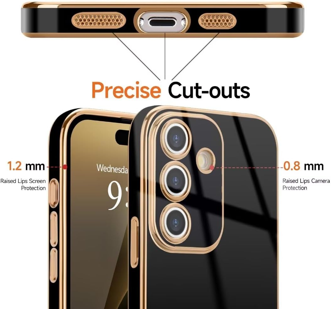 ATISIJIE Case for Samsung Galaxy A16 Mobile Phone Case Original, Ultra Thin Electroplated Soft Silica Gel Scratch-Resistant TPU Mobile Phone Case, Simple Stylish Shiny Protective Cover Case Black image number 7