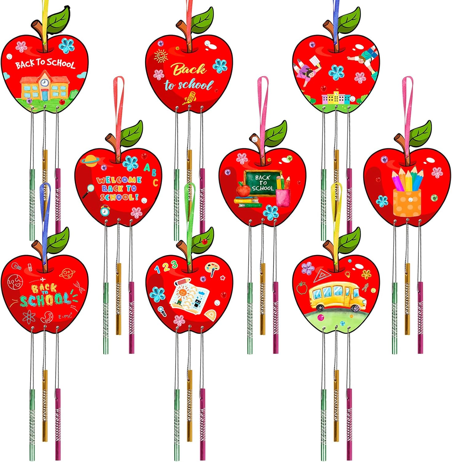 Fennoral 10 Pack Bee Wind Chime Kit for Kids Make You Own Honey Bee Wind Chimes Ornaments DIY Coloring Wooden Art and Craft for Spring Art Activities Birthday Party Decorations