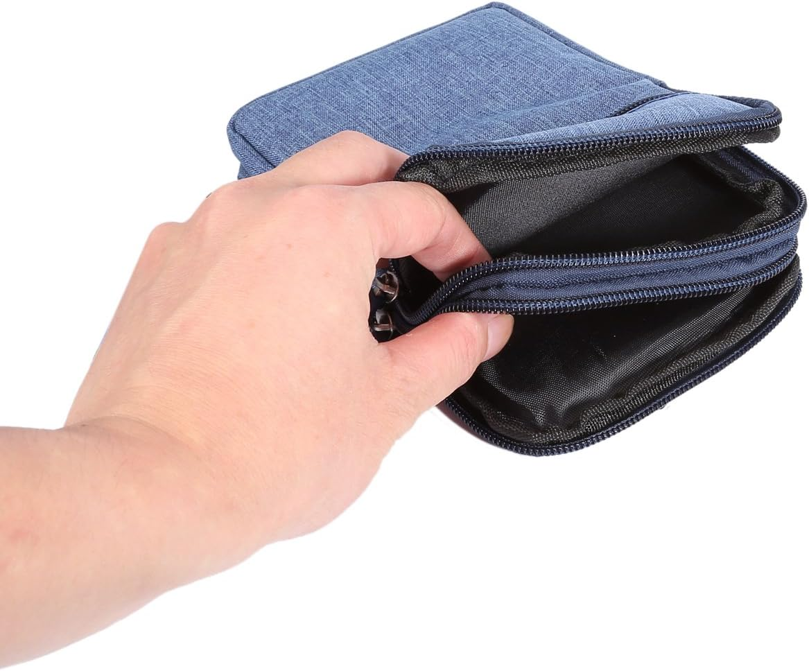 Vertical Cell Phone Waist Bag for Men, Mobile Phone Belt Pocket with Clip, Universal Mens Mobile Phone Belt Clip Holder Smartphone Waist Pouch Fanny Pack Protective Wallet with Carabiner Belt Loop - Blue image number 5