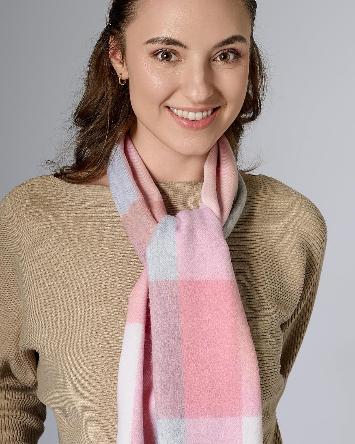 WOOLI WOOLI Australian Made Merino Wool Scarf | Pink Plaid Scarf- Lake Hillier, WA image number 3