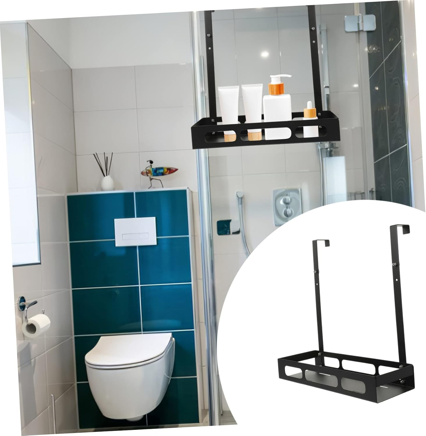 Beatifufu Sturdy Iron Shower Storage Rack over Door Basket for Home Supplies Easy Hanging Storage image number 3