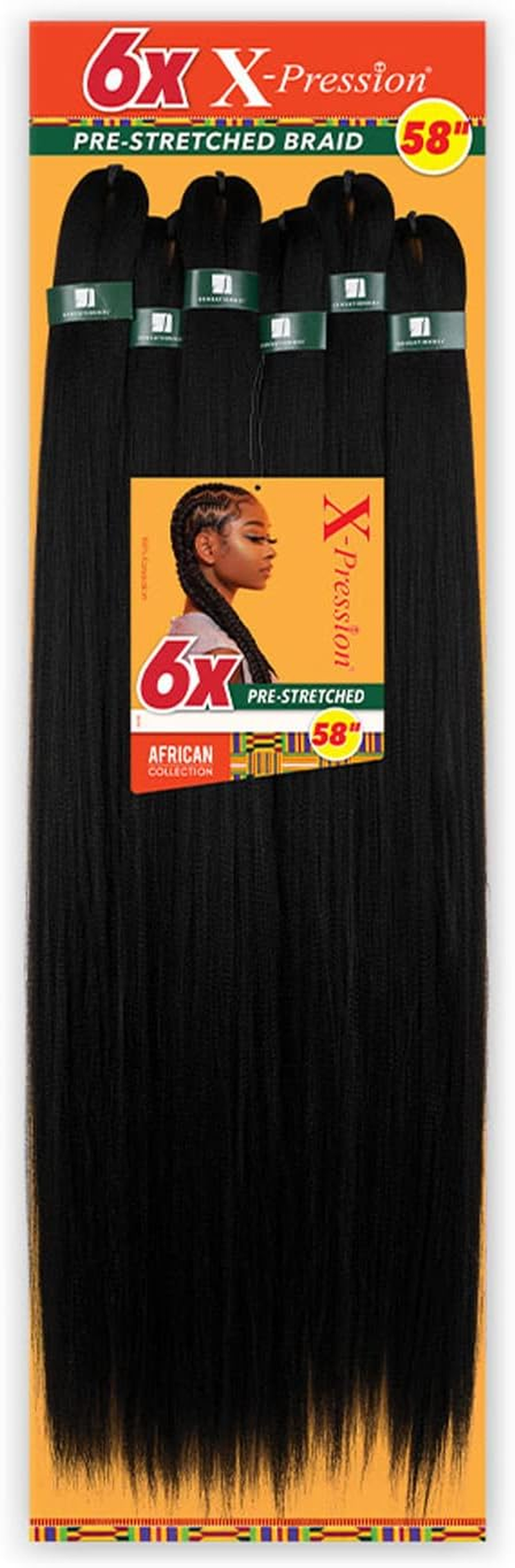 Sensationnel Braids African Collection 6X X-Pression Pre-Stretched Braid 58" (1-PACK, 1B)