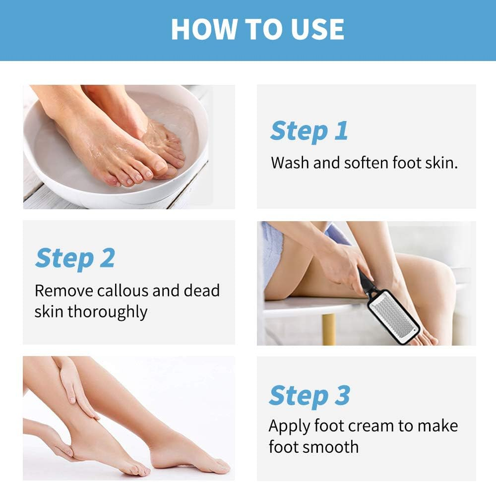 Foot Files Callus Remover, 2 Pcs Stainless Steel Foot Rasp and Dual Sided Foot File Professional Pedicure Tools Premium Foot Scrubber image number 3