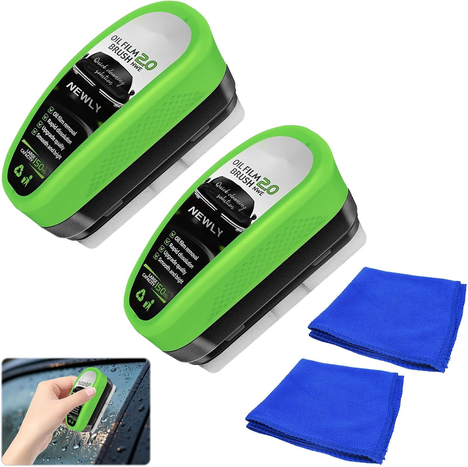 New Upgraded Car Window Cleaner, 2Pcs Clear Vision Windscreen Cleaner, Oil Film Cleaner Remover Strong Front Windshield, Clearvision Glass Cleaner with Cloth, Enhance Visual Effect of Windshield image number 4