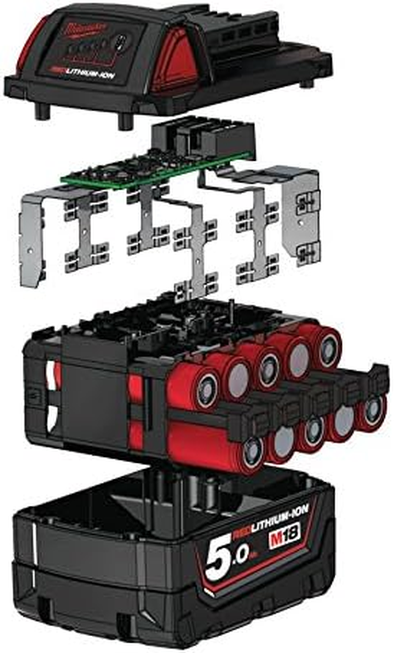 Milwaukee M18B5 M18 5.0Ah Red Lithium-Ion Battery image number 2