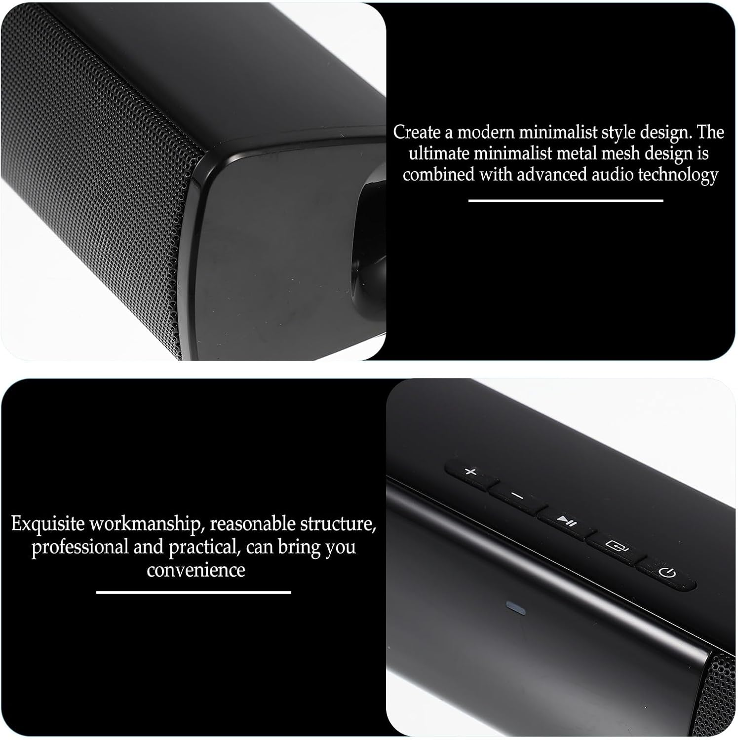 BUGUUYO Wireless Soundbar Speaker with Memory Card Slot Portable Multimedia Speakers for TV Computer Phone Compatible DC5.0V Power image number 2