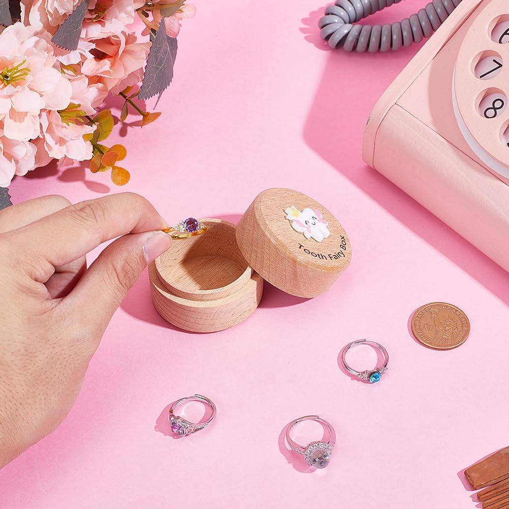 1Pc Wooden Teeth Keepsake Organizer Boxes Wood Tooth Storage Box with White Tooth with Wing Pattern Memory Box for Parents Teeth Collection image number 4