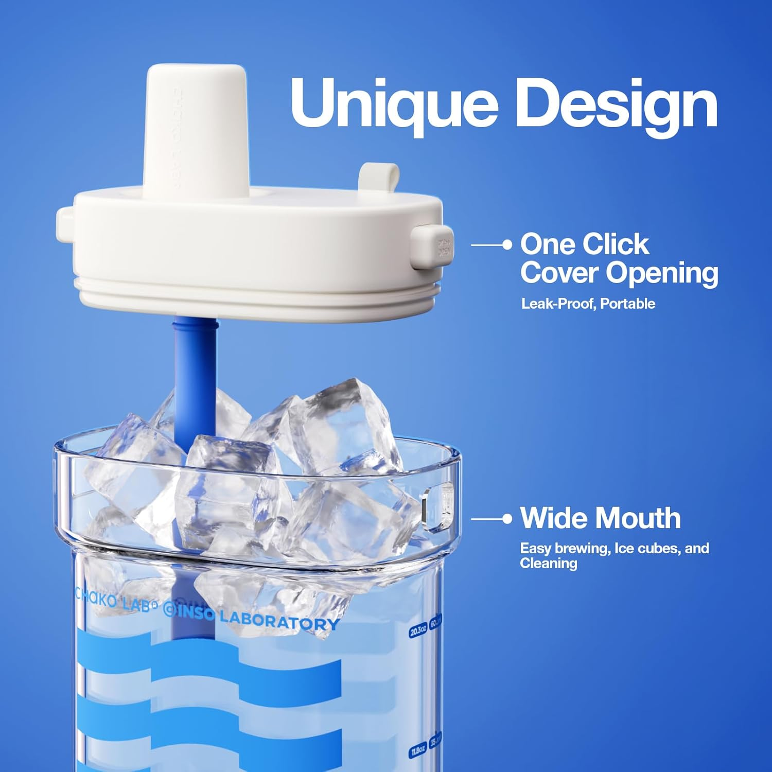 CHAKO LAB Portable Flat Water Bottle (24 Oz,700Ml) with Straw,Bpa Free Tritan,Leak Proof,Light Weight,For Travel,Gym,Fitness,Work,Camping Etc,White&Blue - Green image number 5