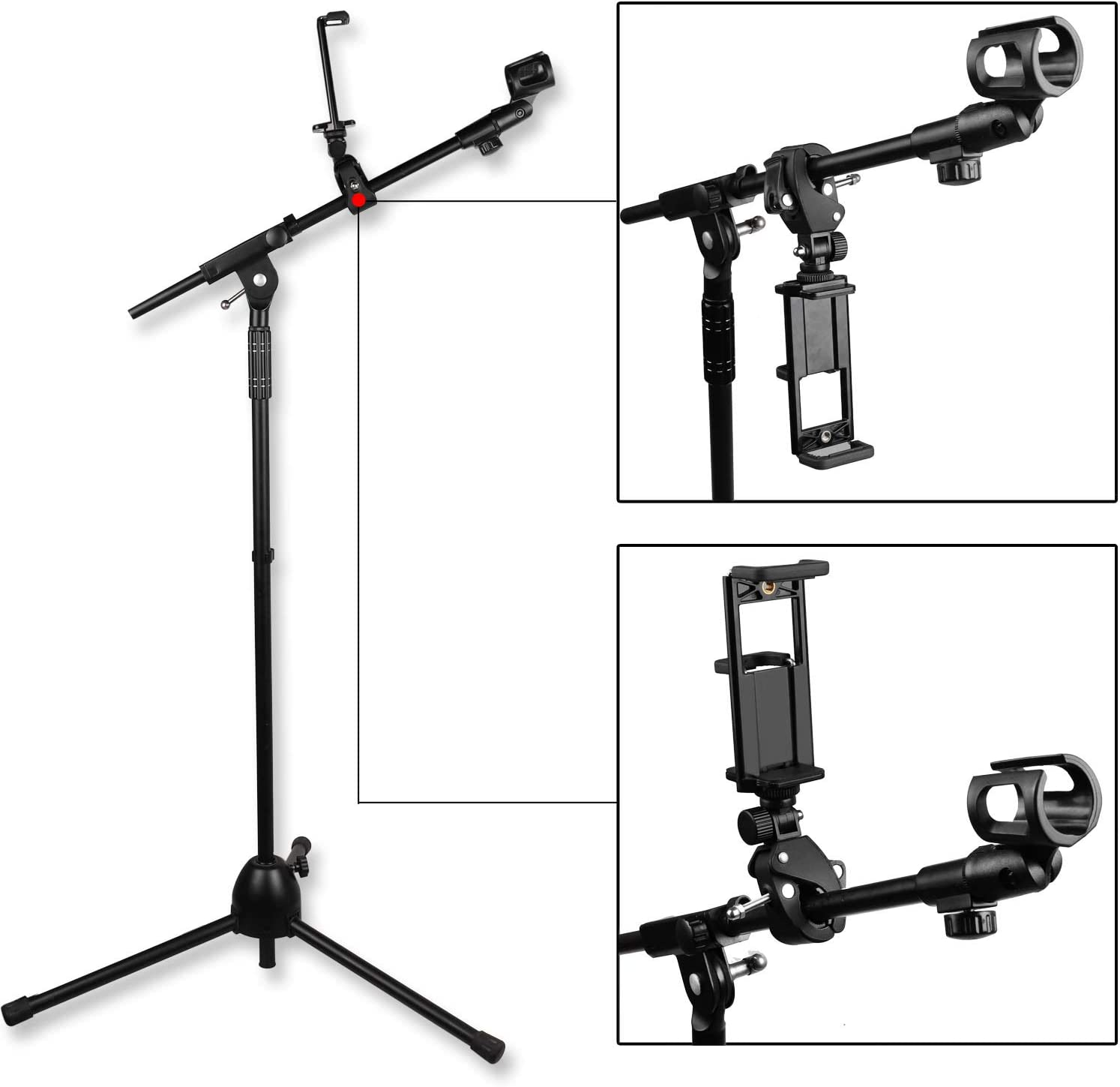 Mr.Power Muti Functions Microphone Mic Stand Mount Phone Holder Clip for Tablet PC Compatible with Ipad, Iphone, Samsung, Moto, Huawei, HTC, Google, Blackview, Smart Phones (Tablet Holder)