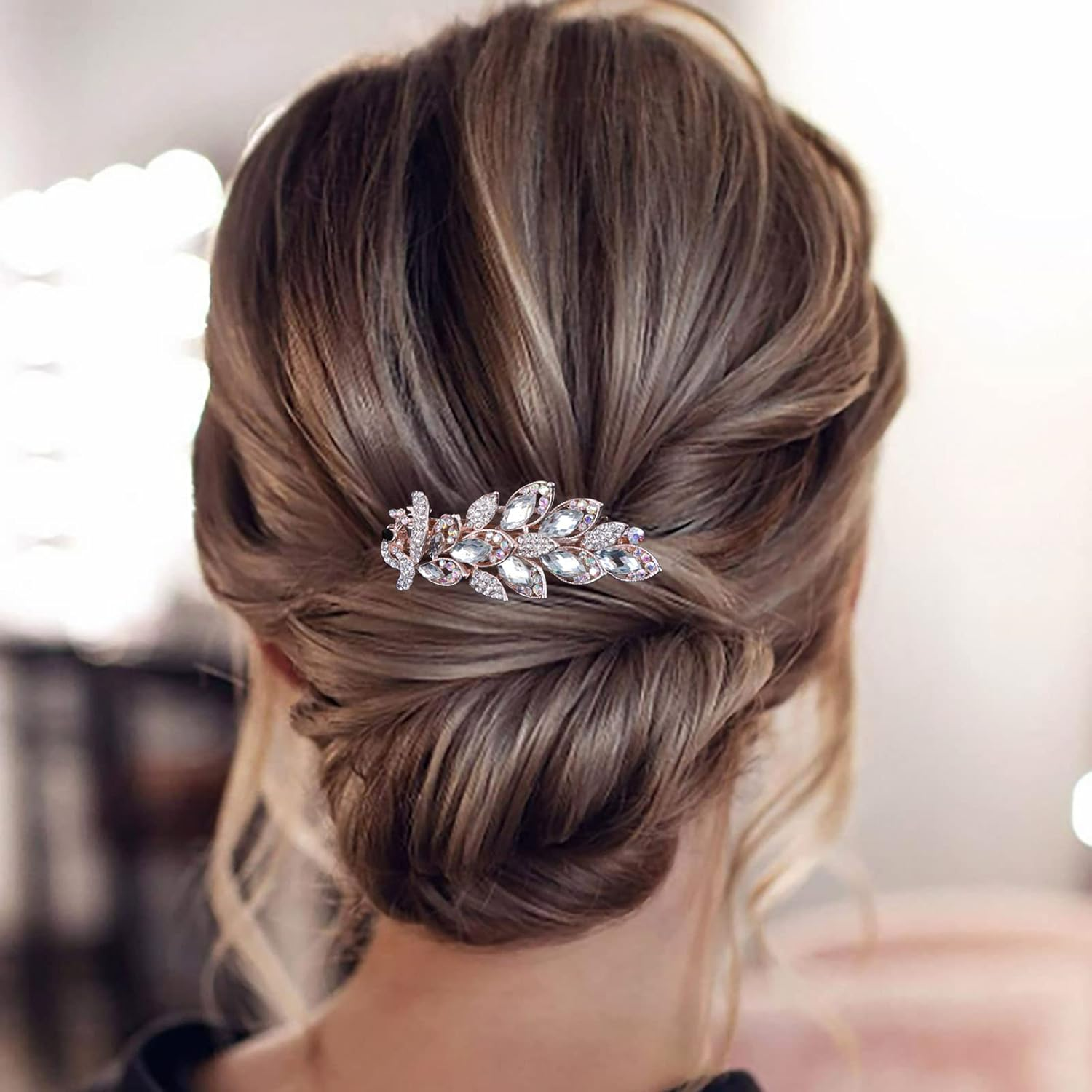 Tseenyi Crystal Peacock Hair Clip Rhinestone Gemstone Hair Clip Vintage Crystal Hair Clip Peacock Hair Clip Bling Bridal Wedding Headpiece for Women and Girls (With Transparent Crystal) image number 3