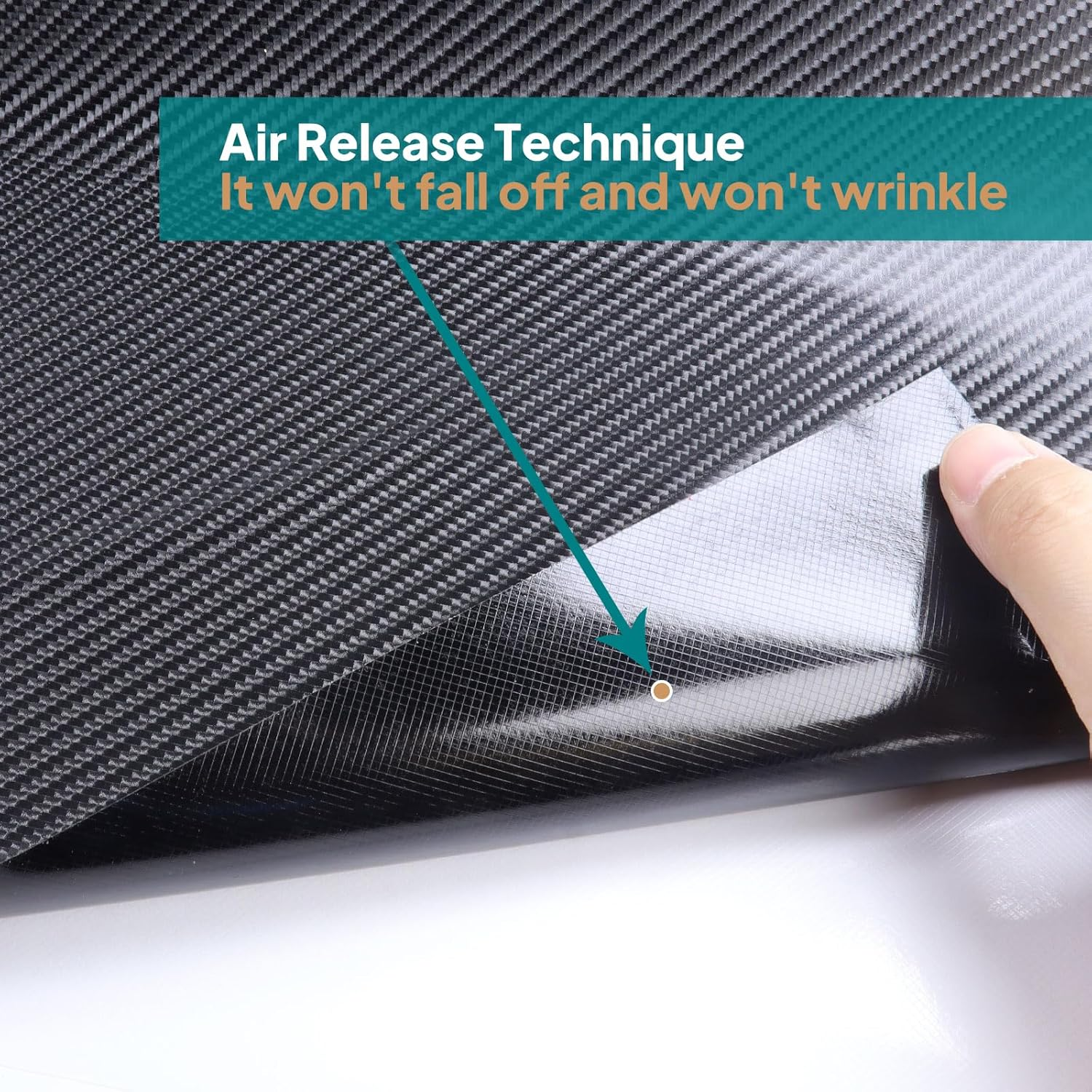 Carbon Fibre Wrap - Glossy 3D Black Vinly Wrap, Carbon Fiber Vinyl Wrap for Automotive Care, Car Vinyl Wraps with Air Release Bubble-Free Easy Work (50Cm &times; 200Cm) image number 3