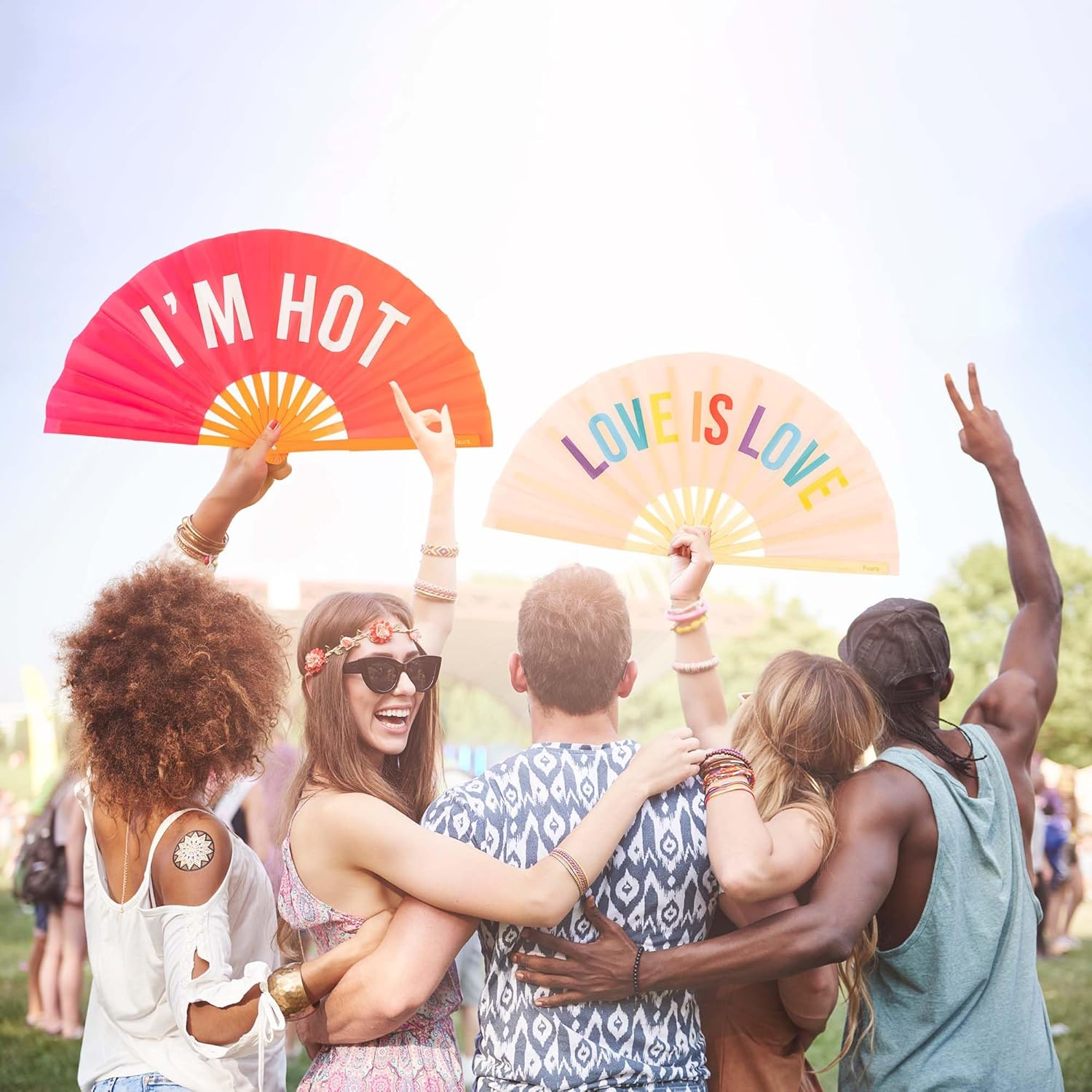 Fisura Large Folding Fan Original Fan with Large Lettering XXL Compartments Foldable Bamboo Fan 64 X 33 Cm (Hot, Pink) image number 1