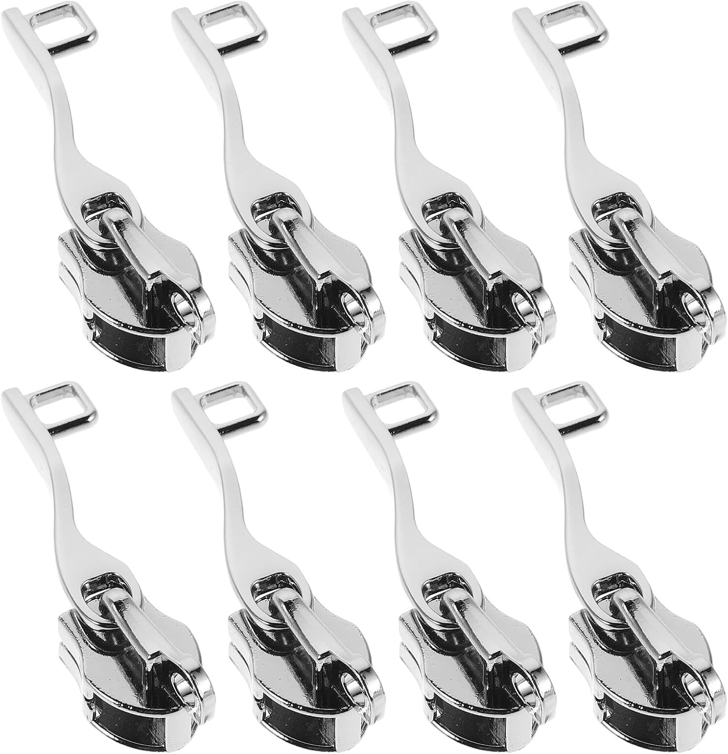 MOKKHNB 4 Pairs Lockable Zipper Pull Replacement Sliders for Suitcase Luggage, Nylon Double-Layer Explosion-Proof Zipper Heads in Mirror Silver, Travel Luggage Repair Kit image number 5