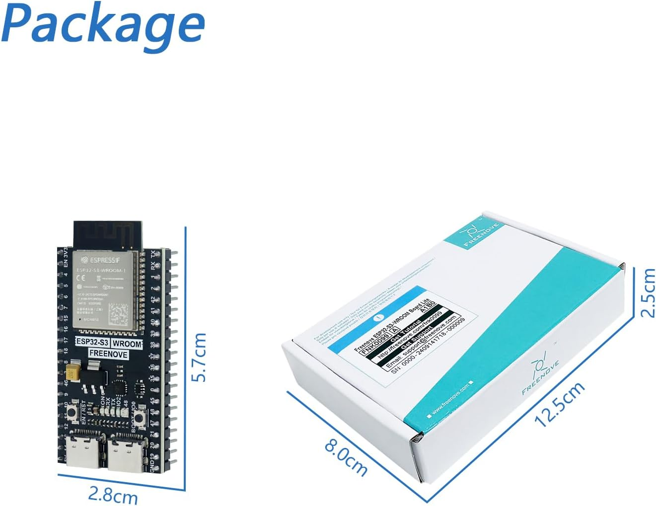 Freenove ESP32-S3-WROOM Board Lite, Dual-Core 32-Bit 240 Mhz Microcontroller, Onboard Wireless, Python C Code, Example Projects Tutorial - 1 Pack image number 3