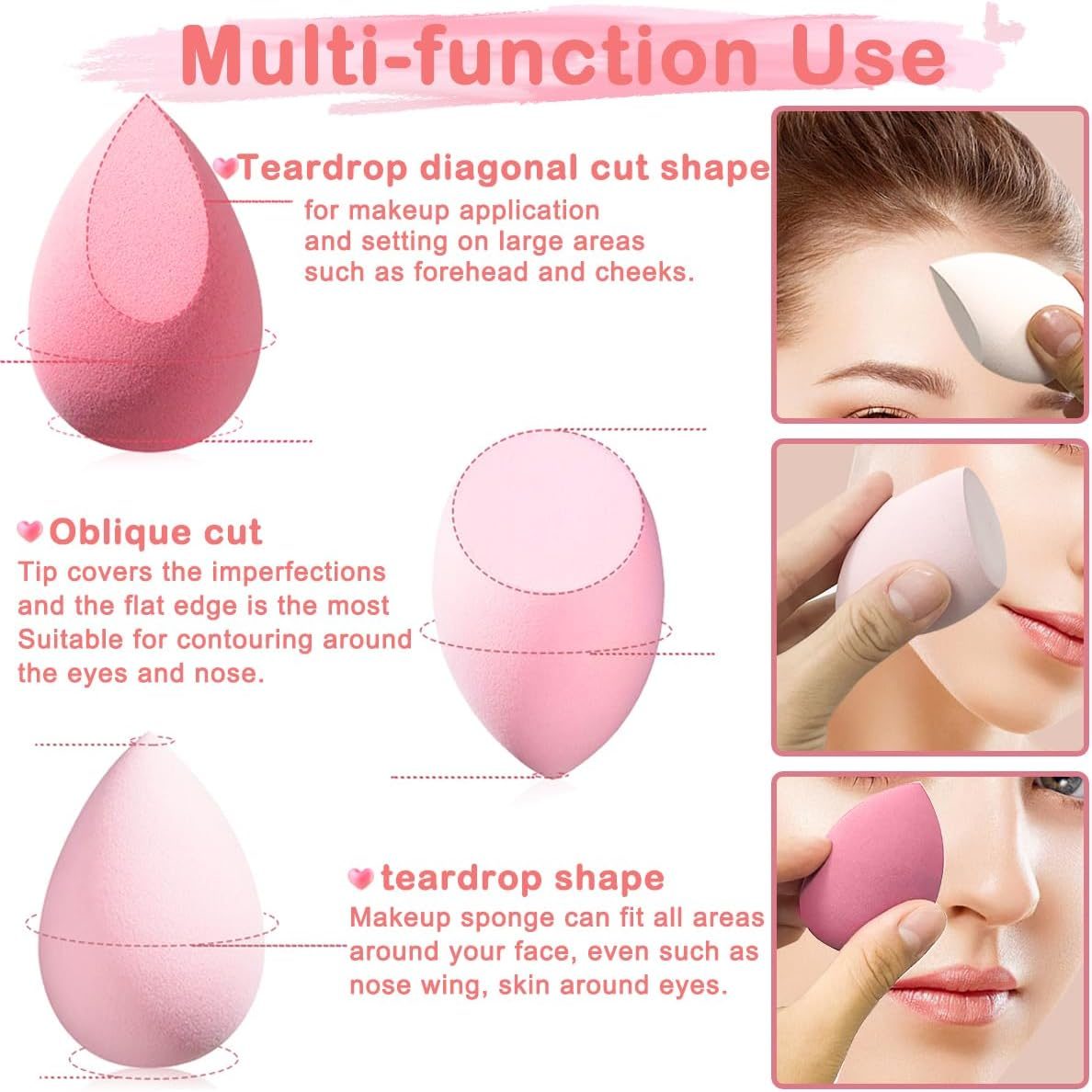 Yatinkim 5PCS Makeup Sponges Set Foundation Blending Beauty Blender Sponge for Liquid Flawless Cosmetics with Holder Storage Box Multi-Colored Pink image number 6