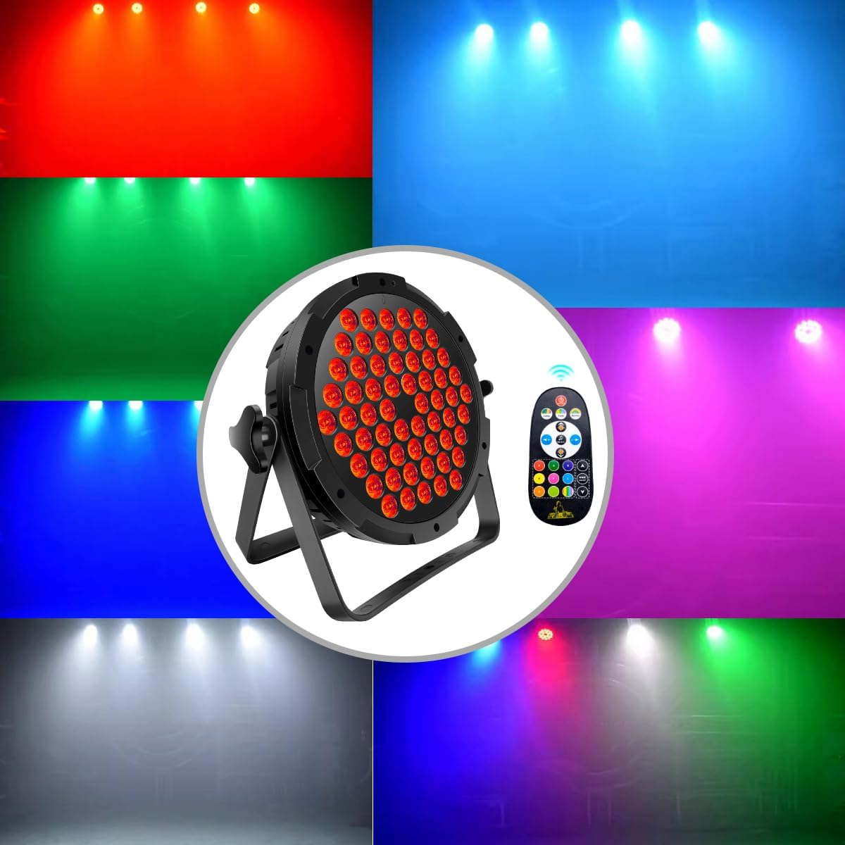 60LED Stage Par Light - 90W RGB Color Mixing Support DMX and Sound Activated, Stage Disco Lighting for Church Wedding Party Bar Club Mobile Music Live Show image number 3