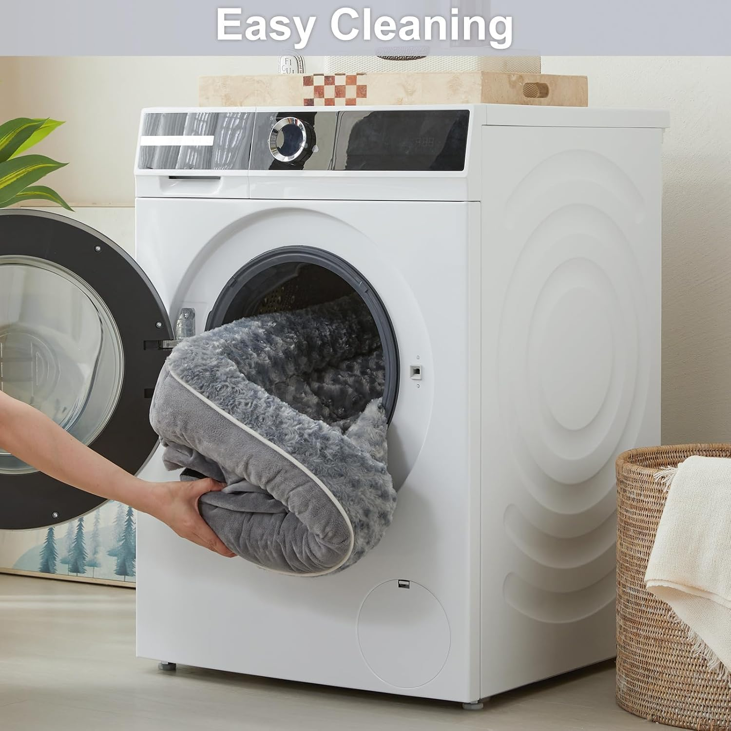 Dog Beds for Large Dogs, Washable Dog Bed, Bolster Dog Sofa Bed with Waterproof Lining & Non-Skid Bottom, Orthopedic Egg Foam Dog Couch for Pet Sleeping, Pet Bed for Large Dog(Grey,90X70X16Cm) image number 5