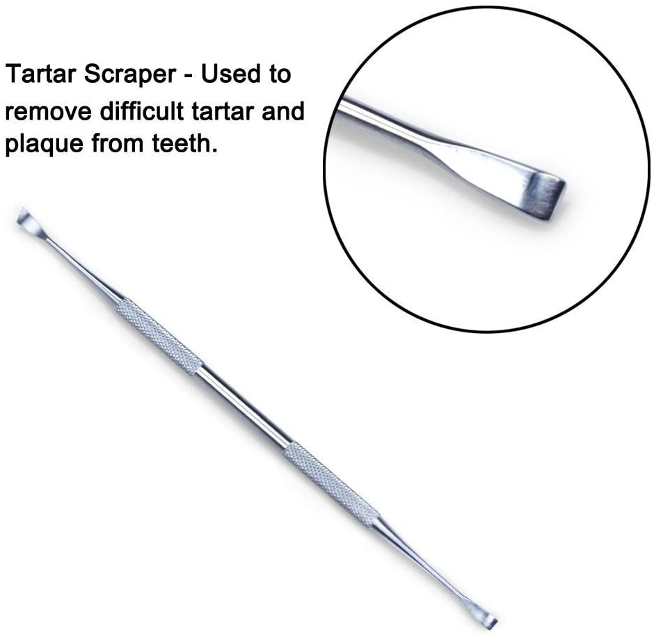 Dental Tools 8Pcs, Professional Teeth Hygiene Kit Stainless Steel Dental Pick Cleaning Set,Tongue Scraper,Tooth Scaler,Tweezers,Anti Fog Mouth Mirror for Oral Care image number 2