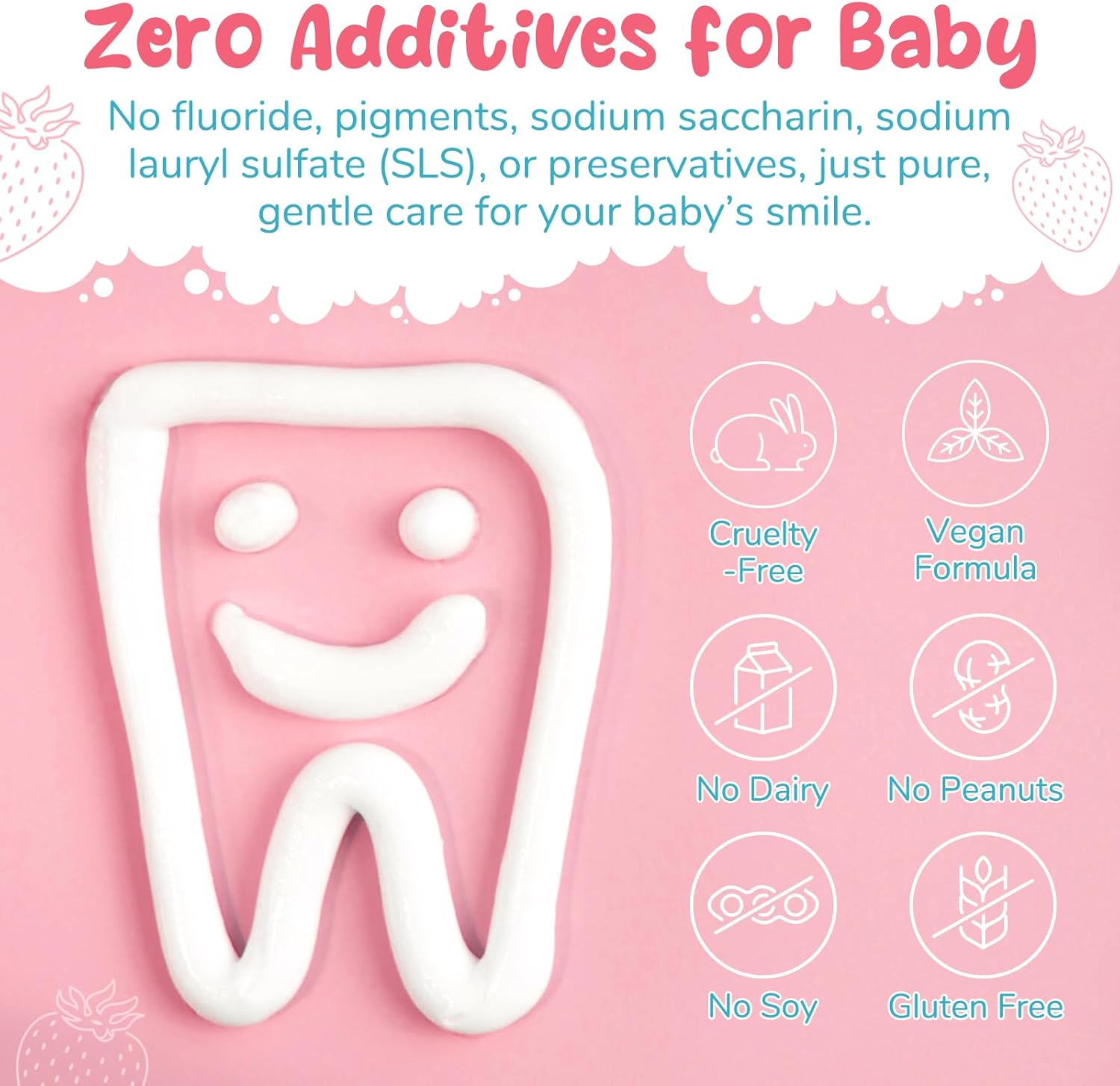 Mild Fruit Flavour Kids Toothpaste 2.1Oz, Fluoride-Free Baby Teethpaste, Natural Children'S Toothpaste, No Artificial Additives, Safe for Ages 2 and up (Strawberry Flavour 60G) image number 6