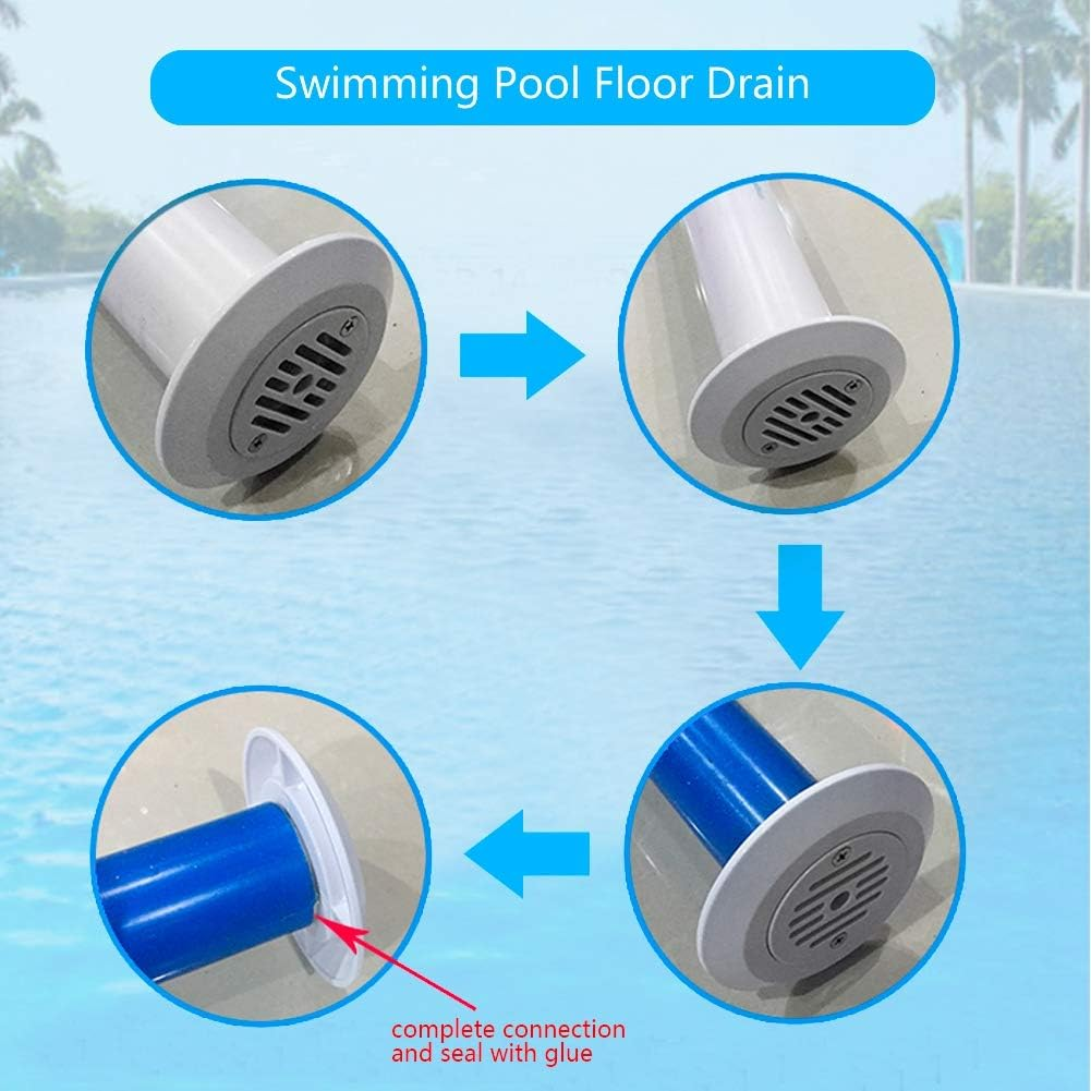 Pool Drain Cover Swimming Pool Floor Drain White Cover Replacement Fit for in Ground Swimming Pools Accessory