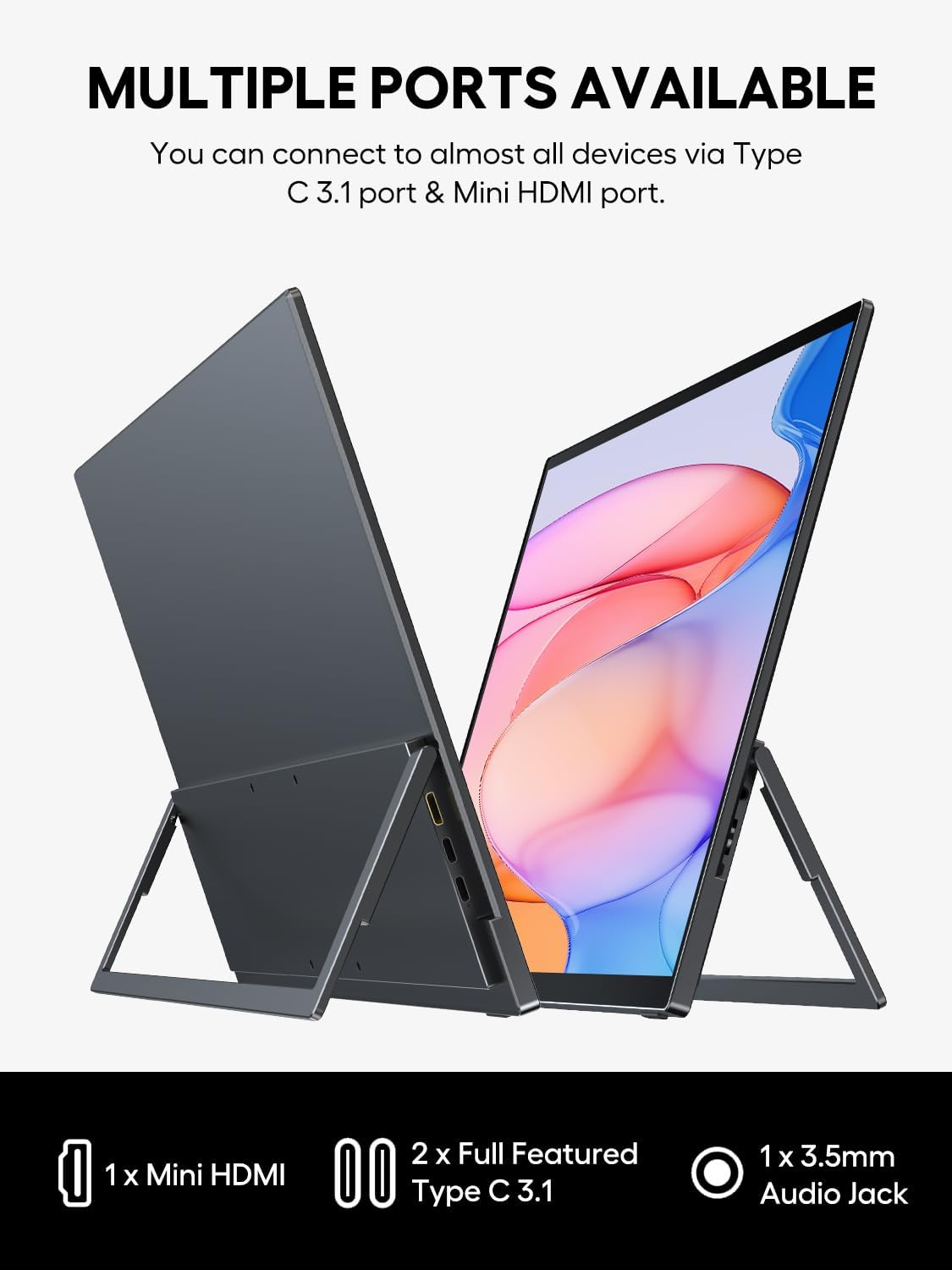 UPERFECT 18.5'' Portable Touchscreen 120Hz Monitor W/Vesa & 180&deg; Adjustable Stand, Ultra-Slim & Lightweight Freesync IPS HDR Gaming Display, USB C Travel Second Monitor for Laptop Switch Phone image number 1