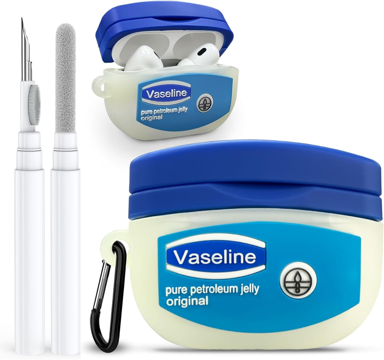 Case for Airpods Pro 2Nd Generation Case Cover with Cleaner Kit,Cute Cartoon Kawaii Funny Airpods Pro 2 Case 2022 Silicone Protective Cover for Apple Airpods Pro 2 with Keychain for Women Boys-Vaselin image number 5