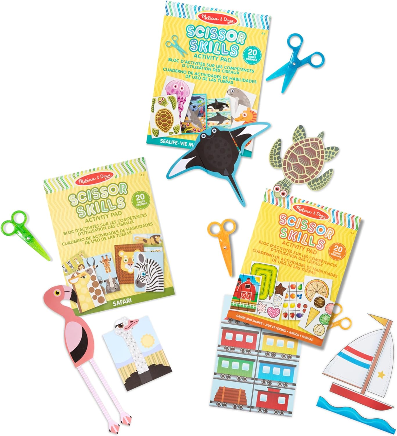 Melissa & Doug Scissor Skills Activity Pad Bundle - Safari, Sea Life and Activities image number 1