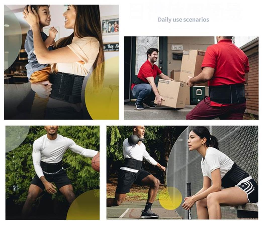 Stabilizing Lumbar Lower Back Brace Support Belt - Dual Adjustable Straps for Custom Fit, Breathable Mesh Panels for Comfort - Ideal for Lower Back Pain Relief and Posture Support (M) image number 4