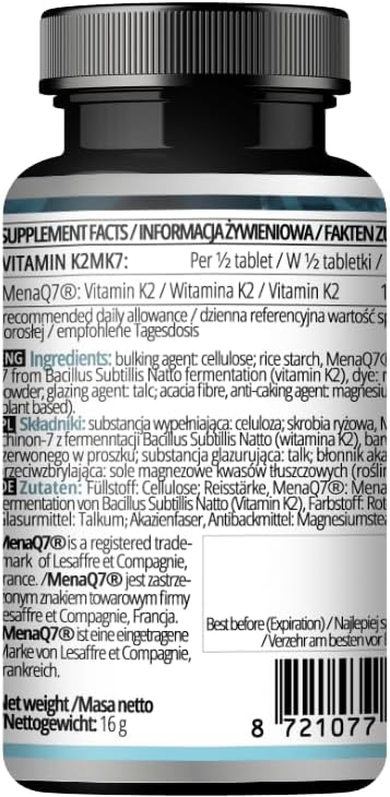 Vitamin K2 MK7 60 Vegan Tablets - 100 &Mu;g per Portion - up to 4-Month Supply - for Bone Health and Blood Clotting Support - Dietary Supplement - by Apollo&rsquo;S Hegemony image number 6