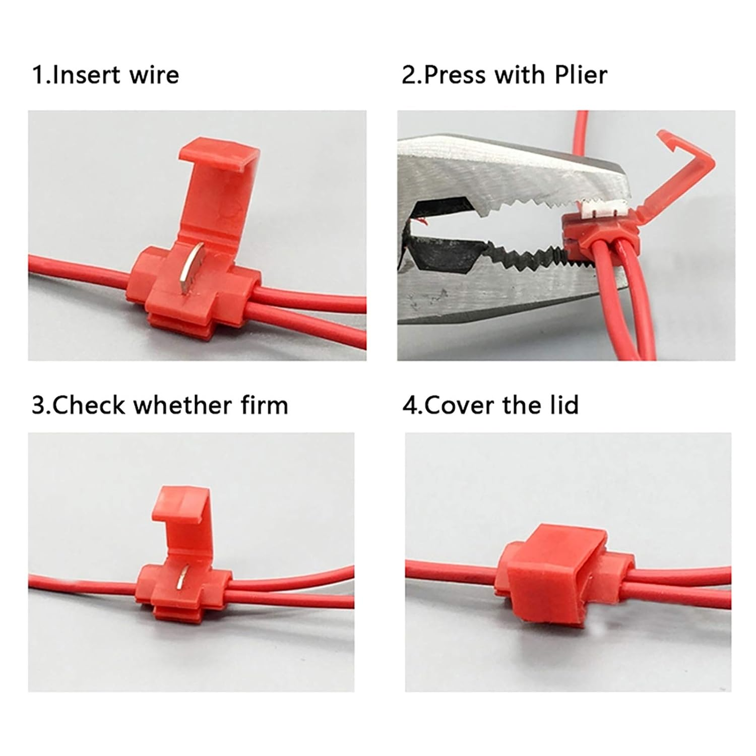 50Pcs Quick Splice Connectors Lock Wire Electrical Cable Connectors Quick Splice Terminals Crimp Red/Yellow/Blue - Blue image number 4