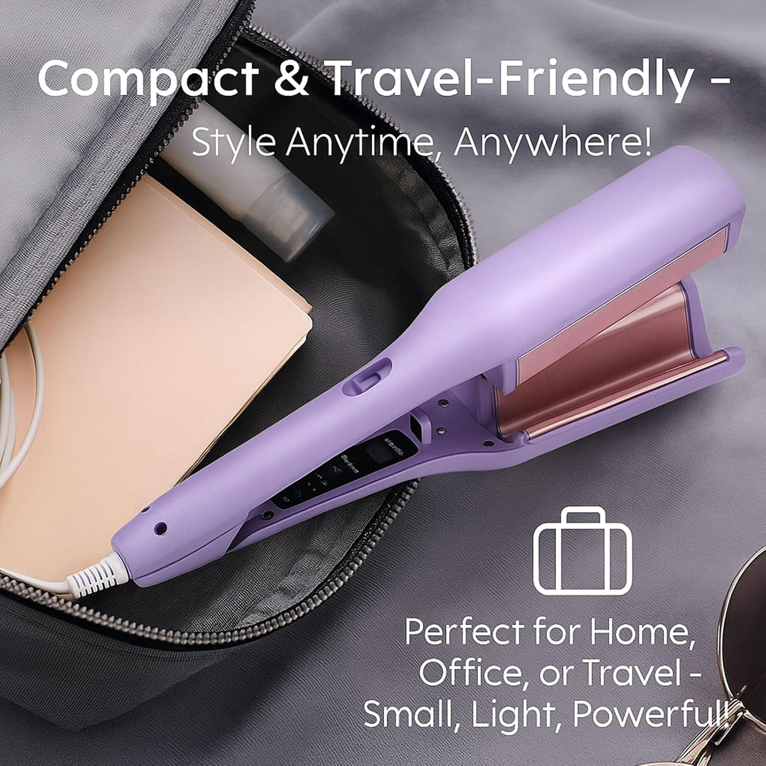 Homessencials Hair Styling Tool with Negative Ionic Technology &ndash; 3D Curling Iron for Frizz-Free Curls, Quick Heat in 15 Seconds, Adjustable Temperature for Smooth Waves, Beach Curls & French Style, Ideal for Home, Travel & Professional Use (B) - C image number 2