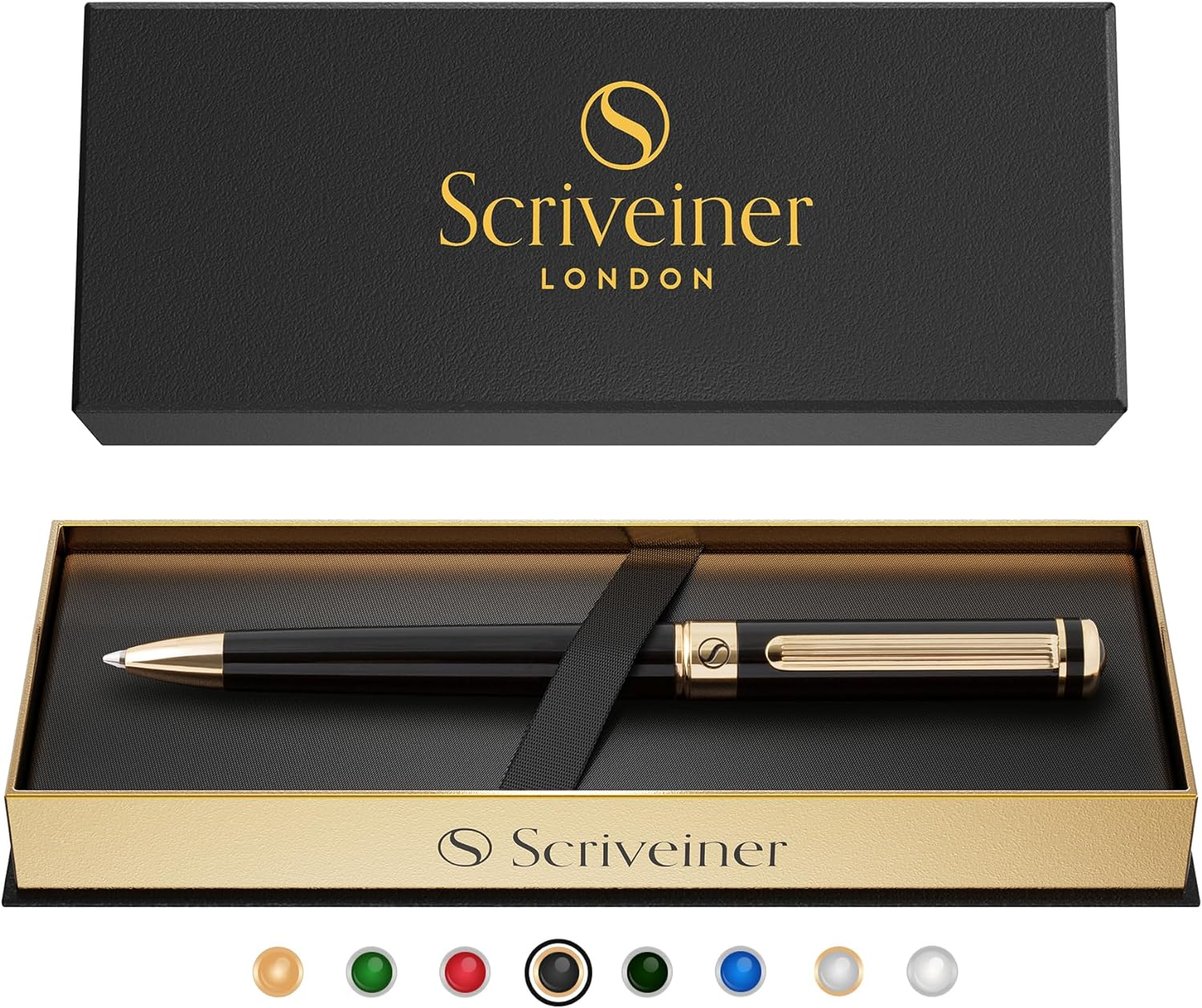 Silver Chrome Ballpoint Pen - Stunning Luxury Pen with 24K Gold Finish, Schmidt Black Refill, Best Ball Pen Gift Set for Men & Women, Professional, Executive, Office, Nice, Fancy Pens