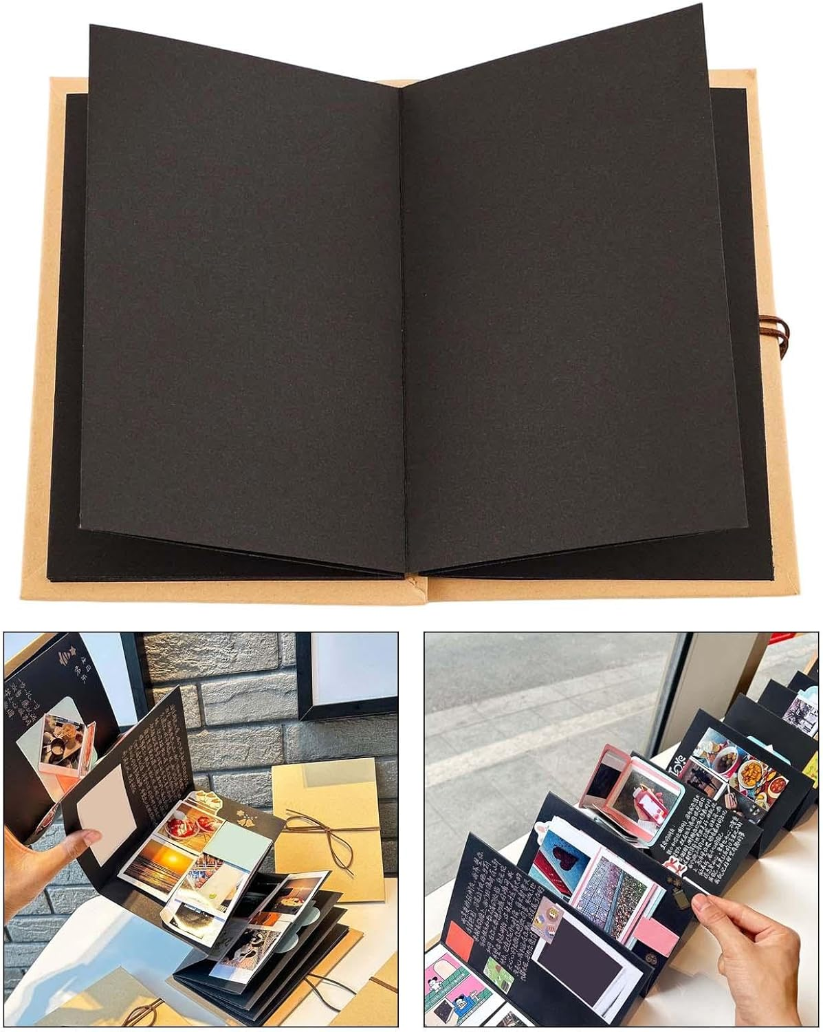 Black Scrapbook, Photo Album, Adventure Book, Wedding Memory Books, Growth Scrapbooks for Travel, Large image number 6