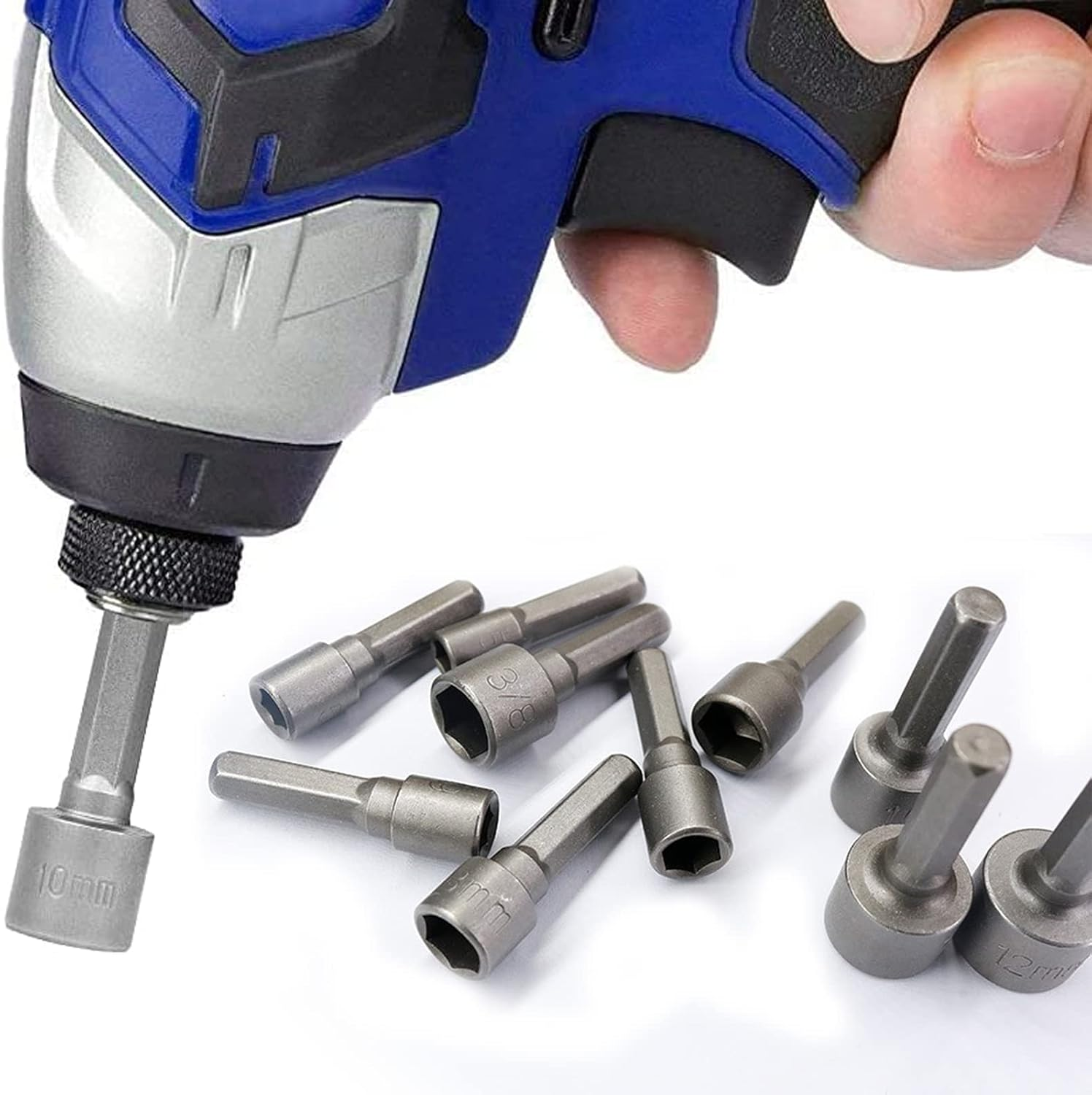 Behone 2 X 9 Socket Spanner Set Socket Bit Adapter 5 Mm - 13 Mm Tool Nuts Socket Nuts Magnetic Bit Adapter 1/4 Inch Hex Socket Nuts for Drill or Cordless Screwdriver image number 6