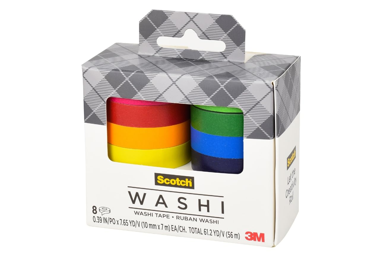 Scotch Washi Tape, Solid Color Rainbow Design, 8 Rolls, Great for Bullet Journaling, Scrapbooking and DIY D&eacute;cor (C1017-8-SOL1) image number 2
