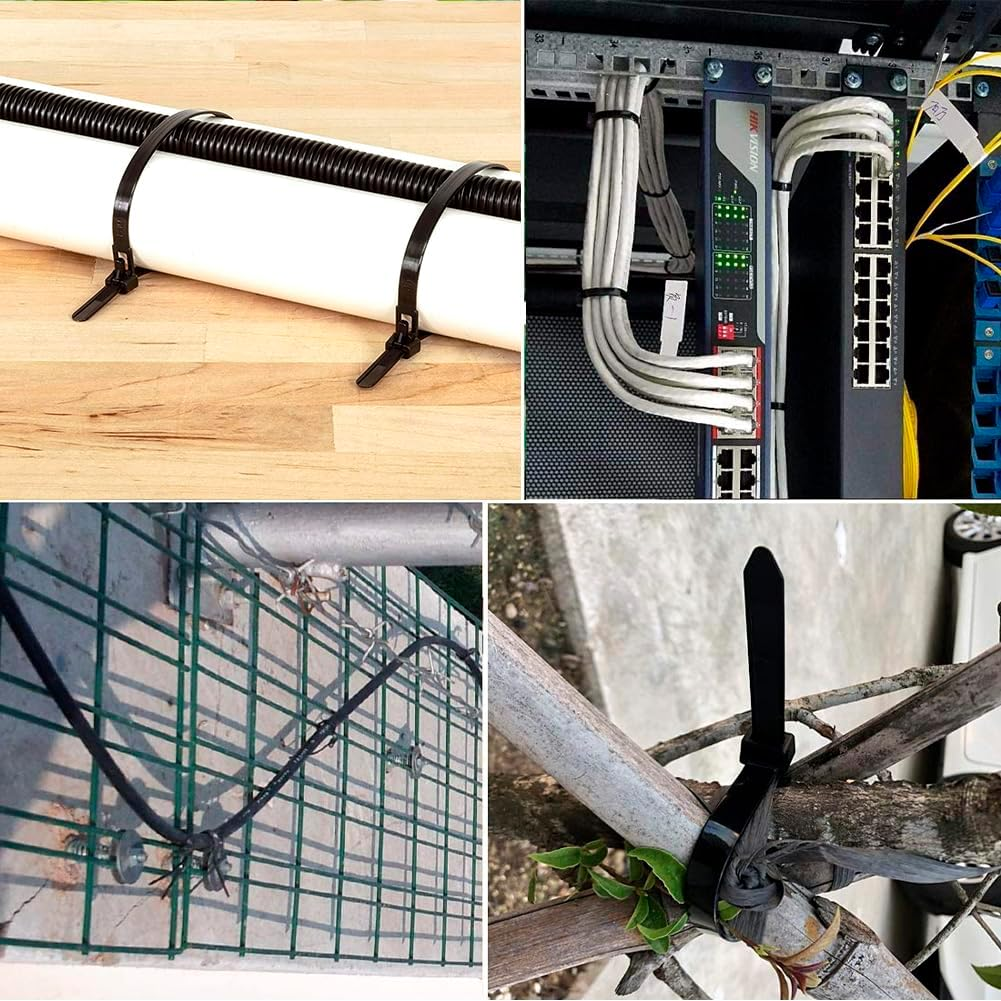 Releasable Ties, Heavy Duty Industrial Black Nylon Tie Wraps, Nylon Adjustable Cable Tie Wrap, Reusable Tie Straps for Home Office Garden Plant Secure Vine image number 2