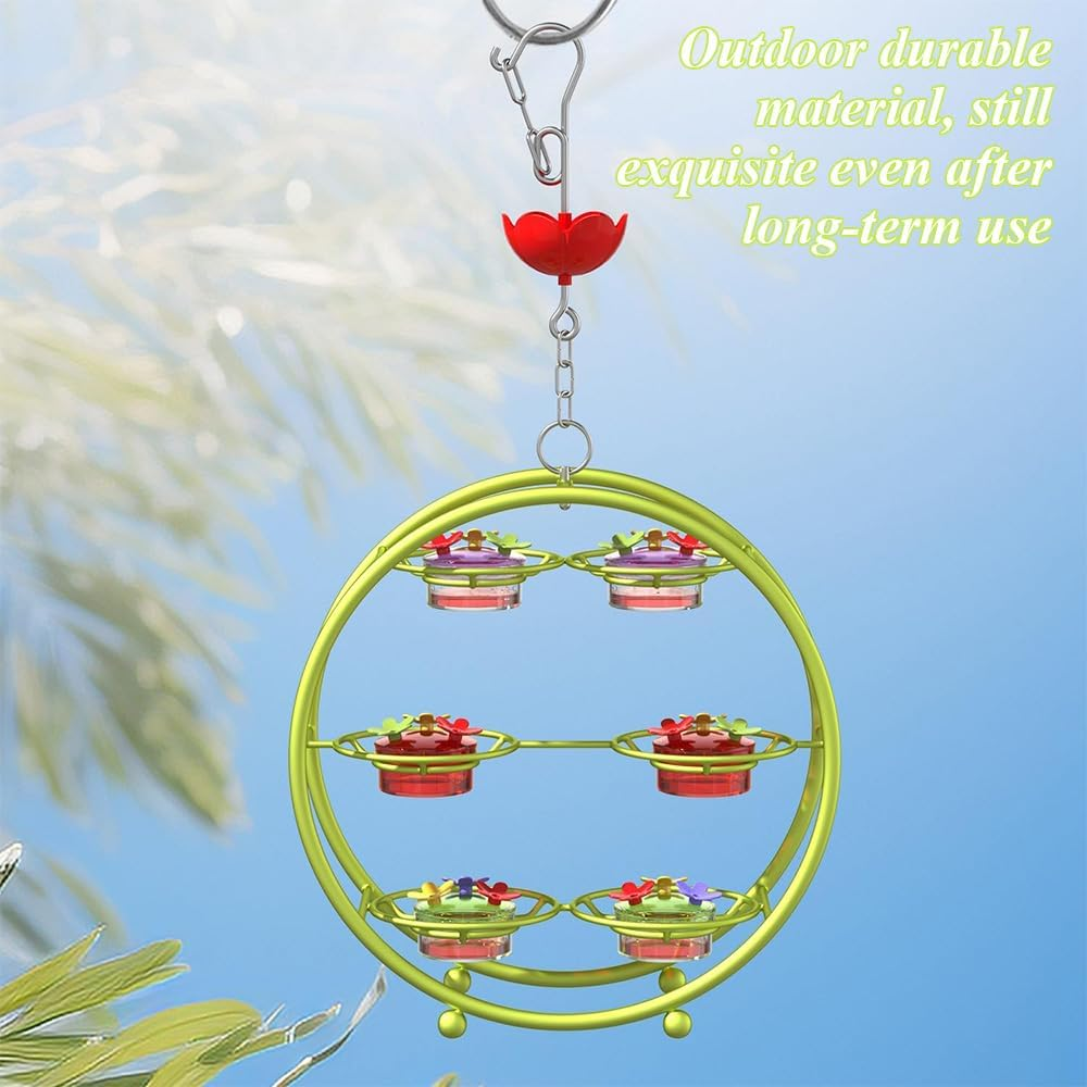 Unique Hummingbird Feeder, Multi-Port Small Birds Feeding Tools,Hangable Garden Decorative,Ornamental Bird Feed Wheel,Top Fill Leak Proof Feeders,For Garden Porch Backyard Decor image number 5
