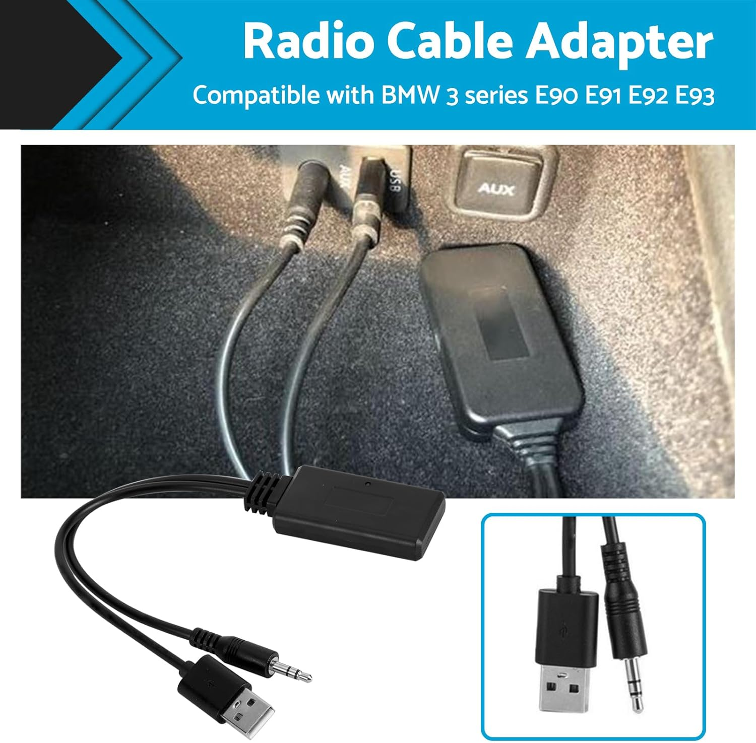 Car Bluetooth-Compatible Radio AUX Cable Adapter Accessories Suitable for BMW E90 E91 E92 image number 3