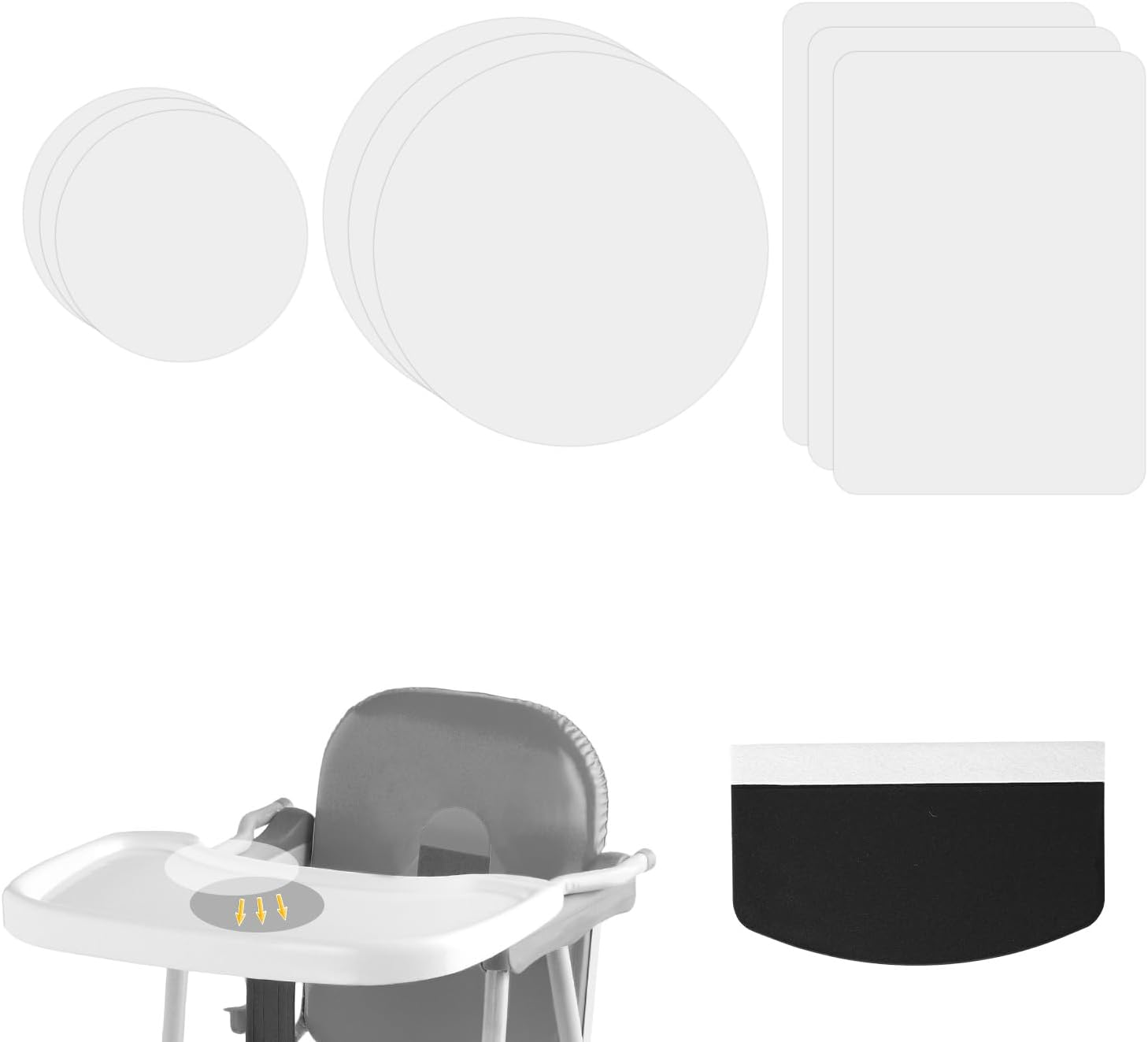 9Pcs Transparent Suction Stickers for Stokke Tripp Trapp Tray, round & Rectangle Strong Suction Fixer Adhesive Tray Sticker for High Chairs Baby Plates Bowls & Toys Stability image number 5